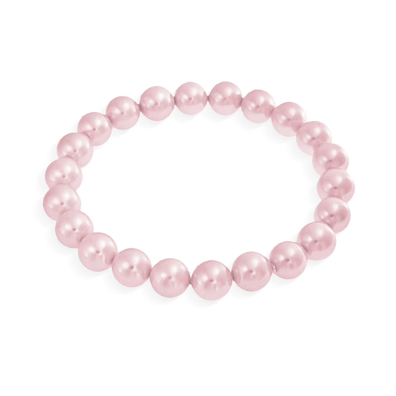 Set of 3 Stackable Stretch Bracelet with White Simulated Pearl 10MM Round Beads - Image 2