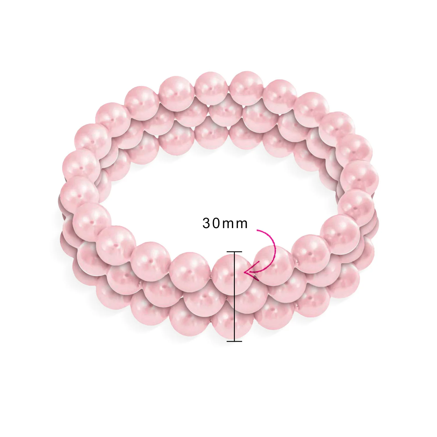 Set of 3 Stackable Stretch Bracelet with White Simulated Pearl 10MM Round Beads - Image 5