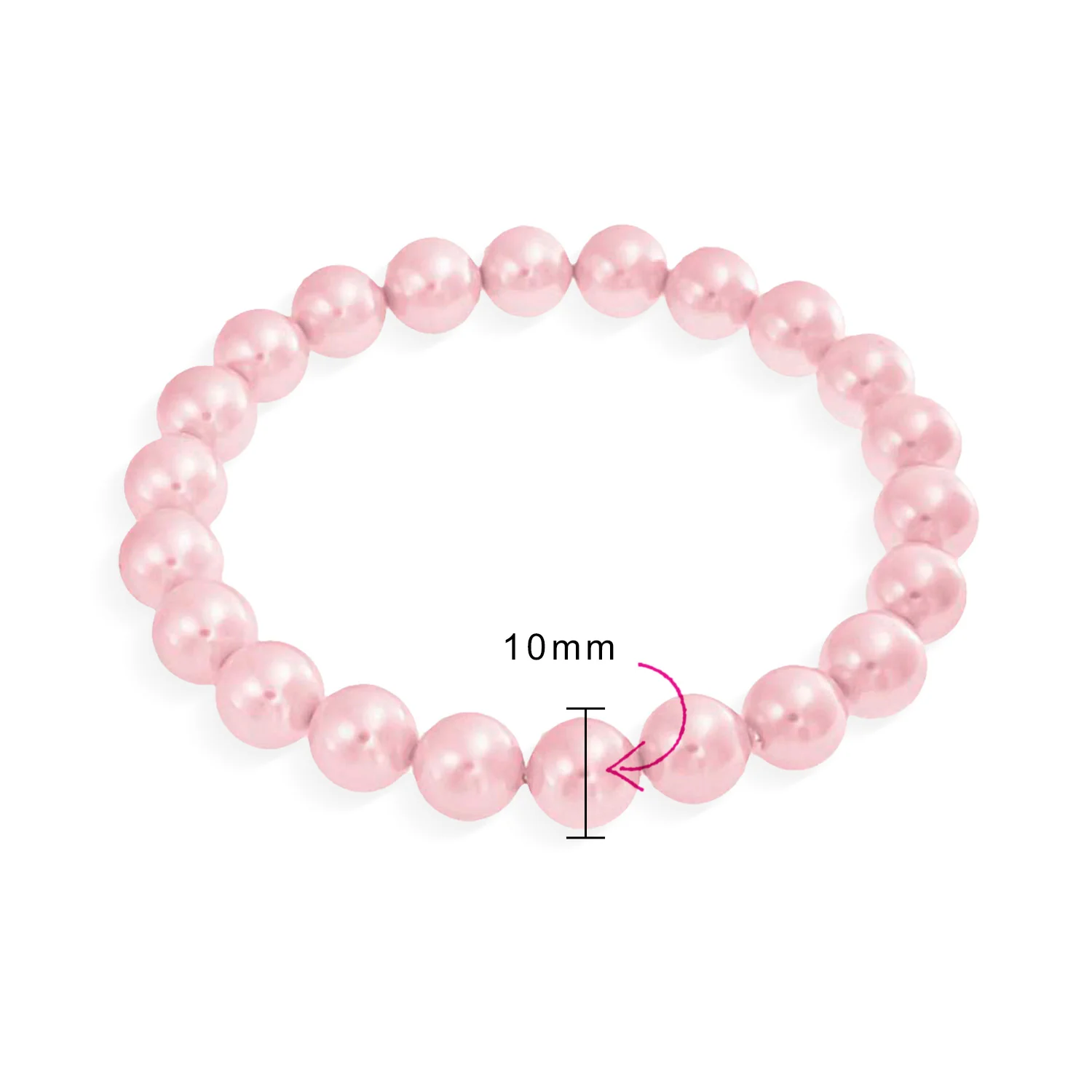 Fashion Stackable Stretch Bracelet with White Simulated Pearl 10MM Round Beads - Image 6