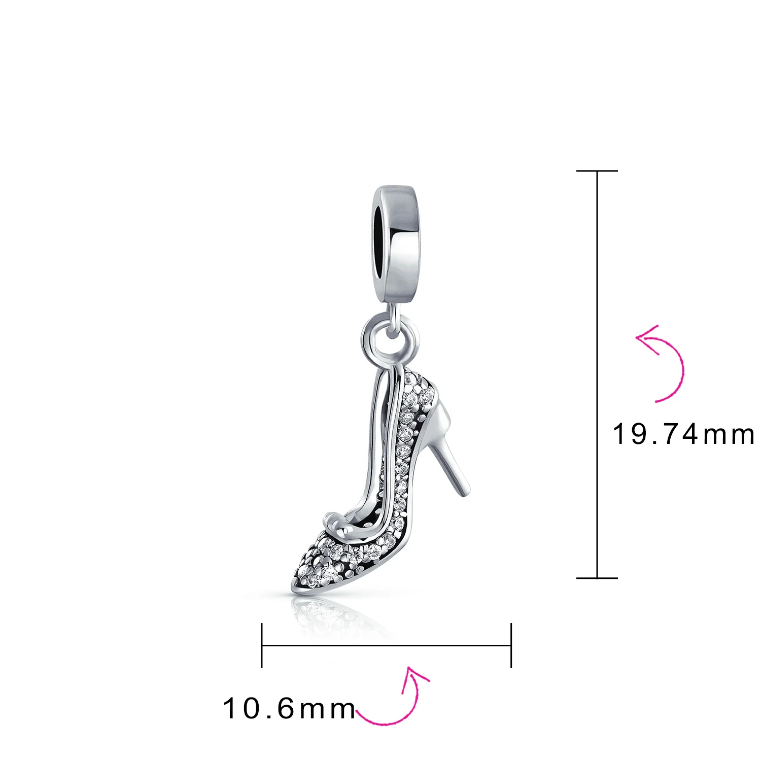 Fashionista Crystal High Heel Stiletto Dangle Charm Bead for European Bracelet - Image 3