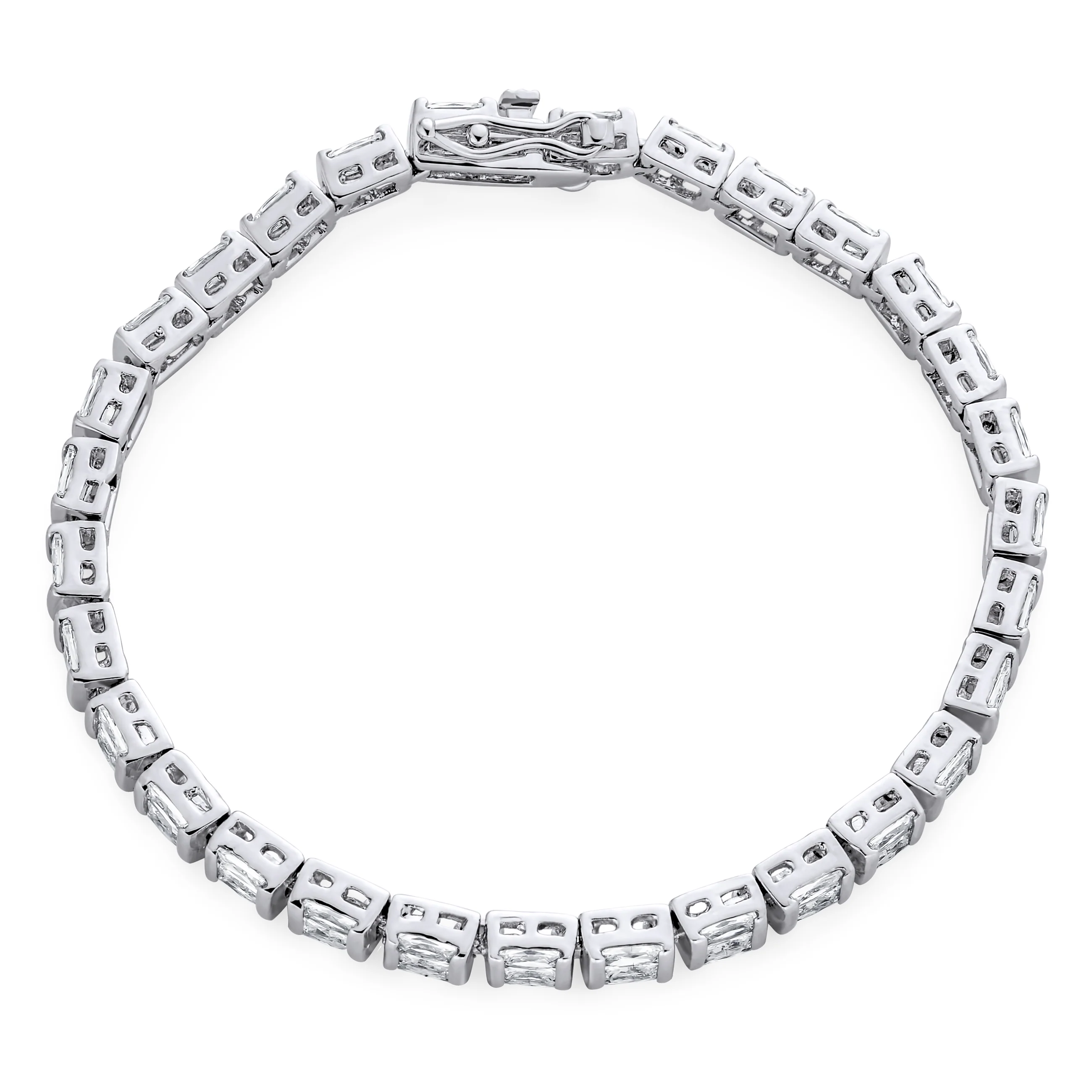 Fancy Alternating Bars & 20CTW Princess Cut Cubic Zirconia Tennis Bracelet Silver Plated 7 Inch - Image 2