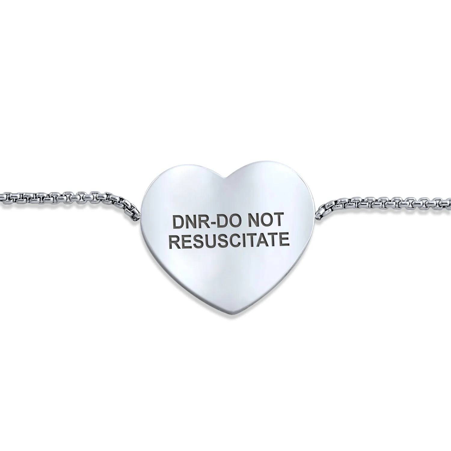 Feminine Heart Charm Medical ID Bracelet Silver Tone Stainless Steel Chain - Image 11