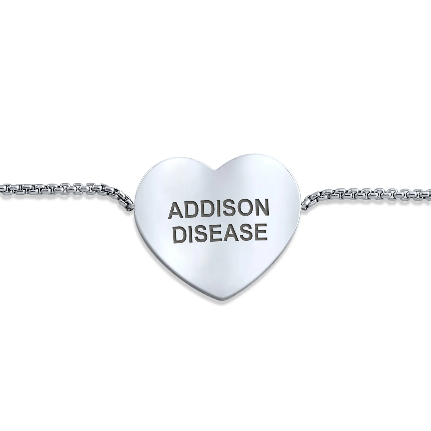 Feminine Heart Charm Medical ID Bracelet Silver Tone Stainless Steel Chain - Image 7