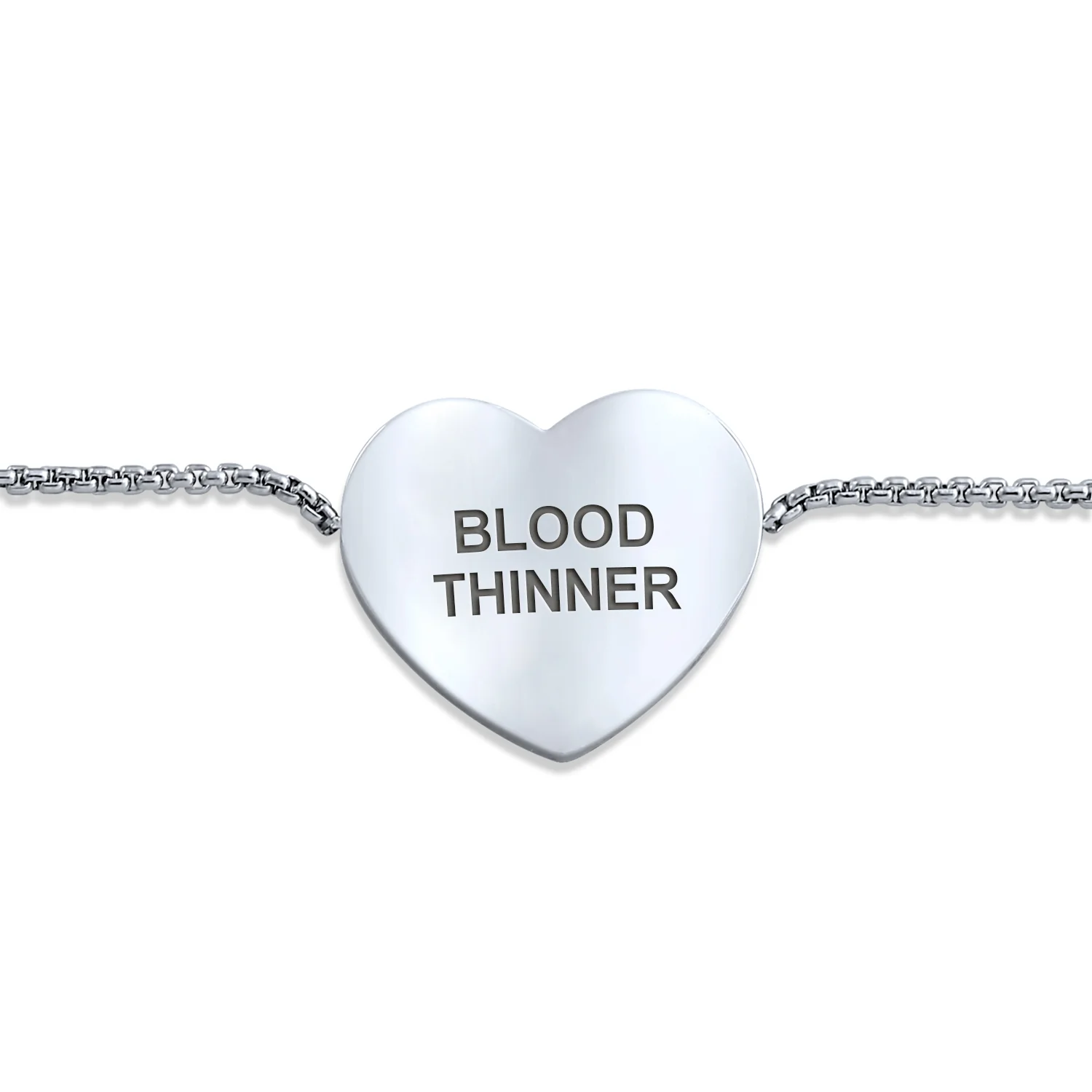 Feminine Heart Charm Medical ID Bracelet Silver Tone Stainless Steel Chain - Image 8