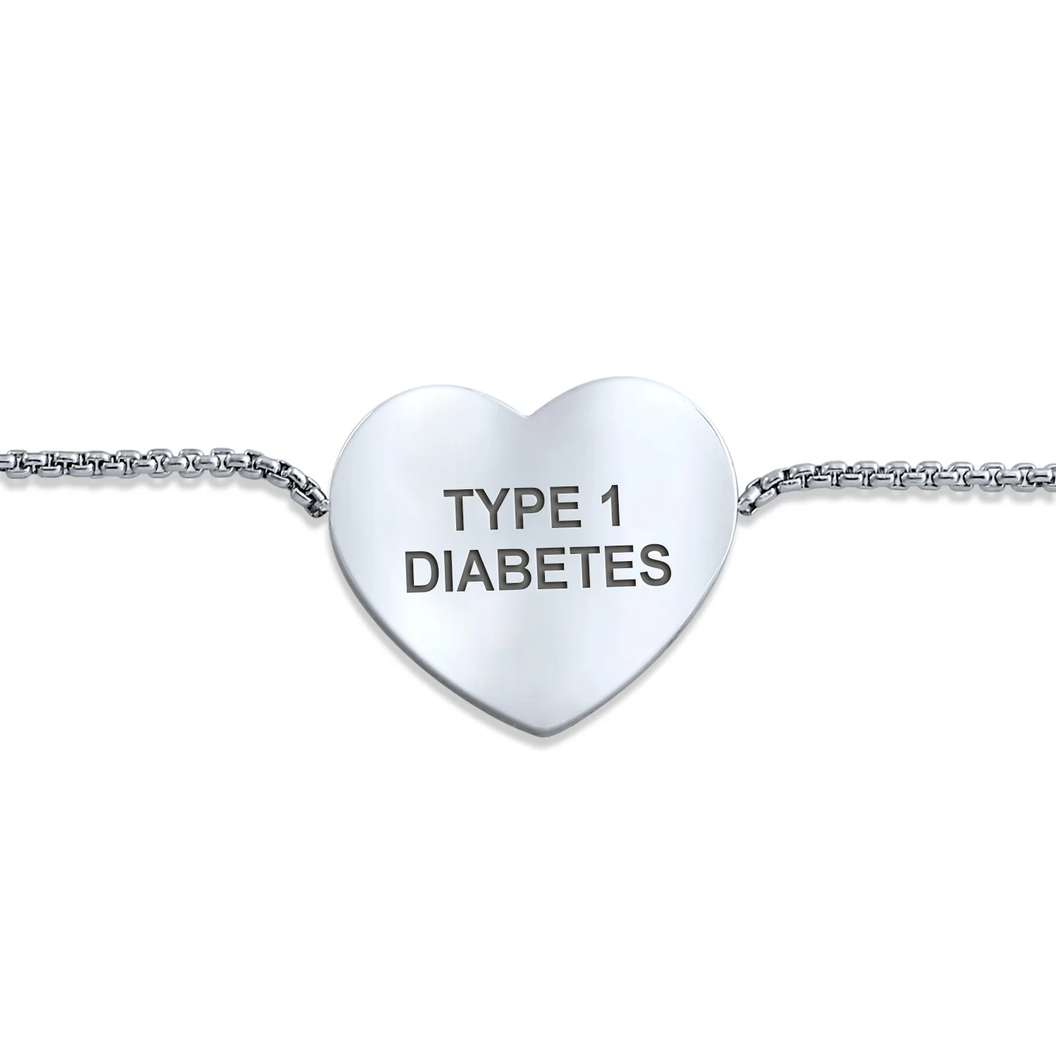 Feminine Heart Charm Medical ID Bracelet Silver Tone Stainless Steel Chain - Image 9