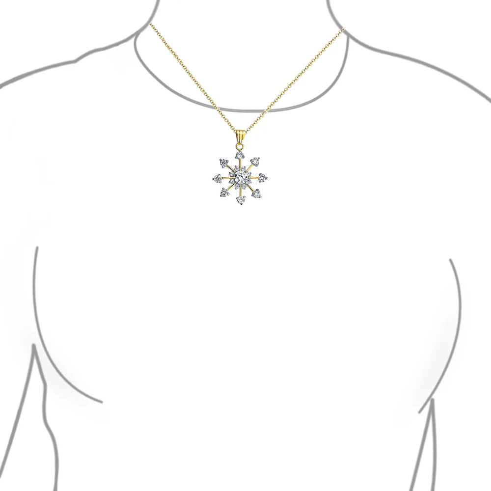 Festive Christmas Jewelry Set CZ Snowflake Earrings and Necklace Gold Plated - Image 5