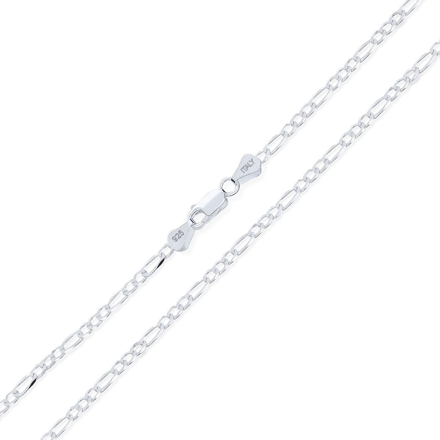 2MM Strong Solid .925 Sterling Silver Figaro Link Chain Necklace - Image 3