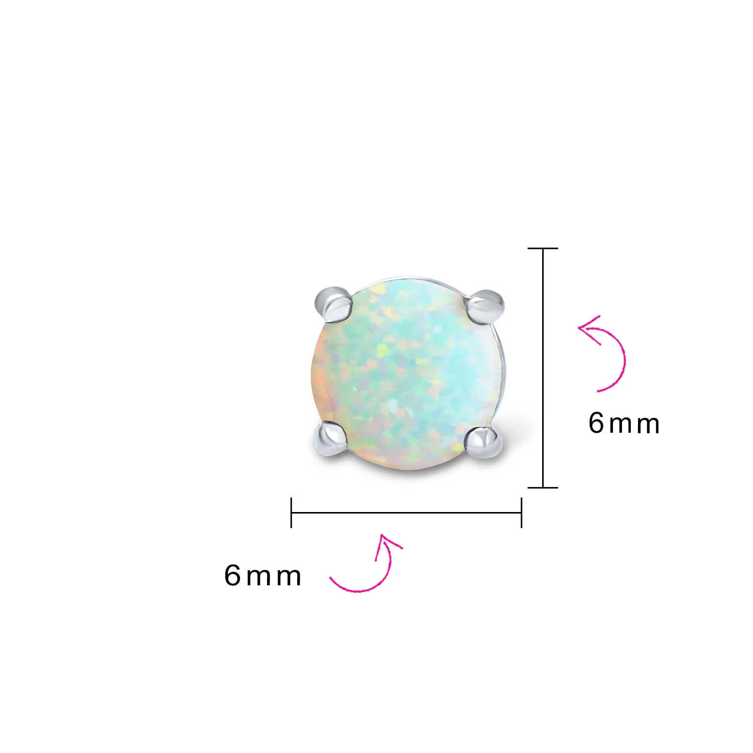 1CT Lab Created Fire Opal Round Solitaire Stud Earrings 6MM - Image 11