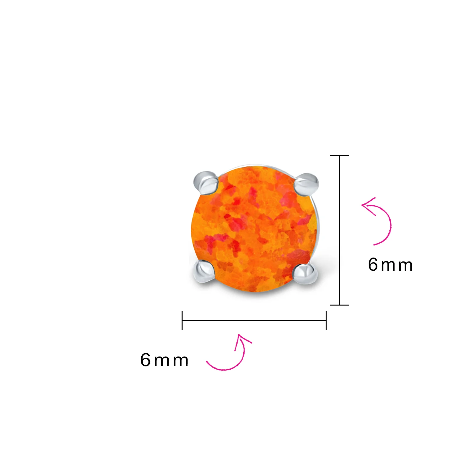 1CT Lab Created Fire Opal Round Solitaire Stud Earrings 6MM - Image 12