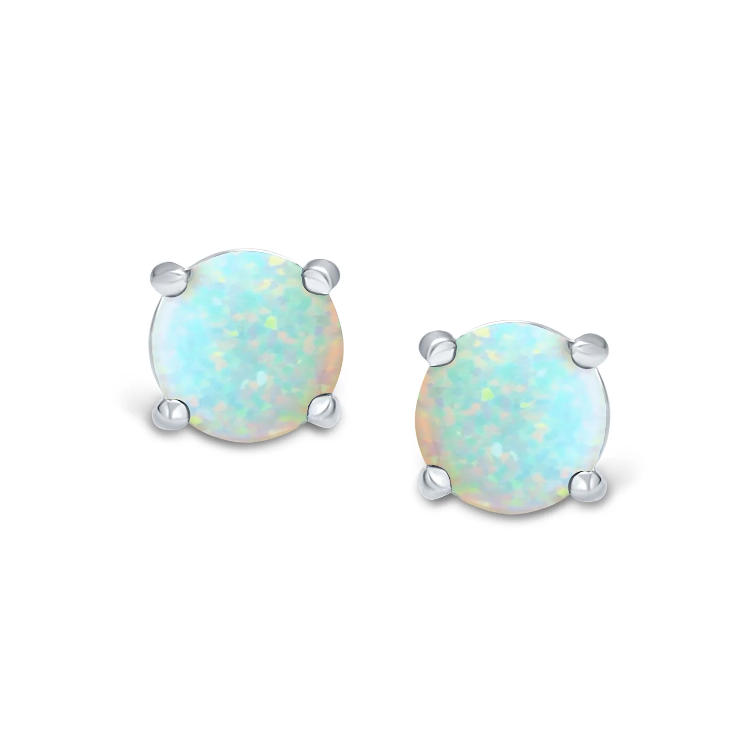 1CT Lab Created Fire Opal Round Solitaire Stud Earrings 6MM - Image 5