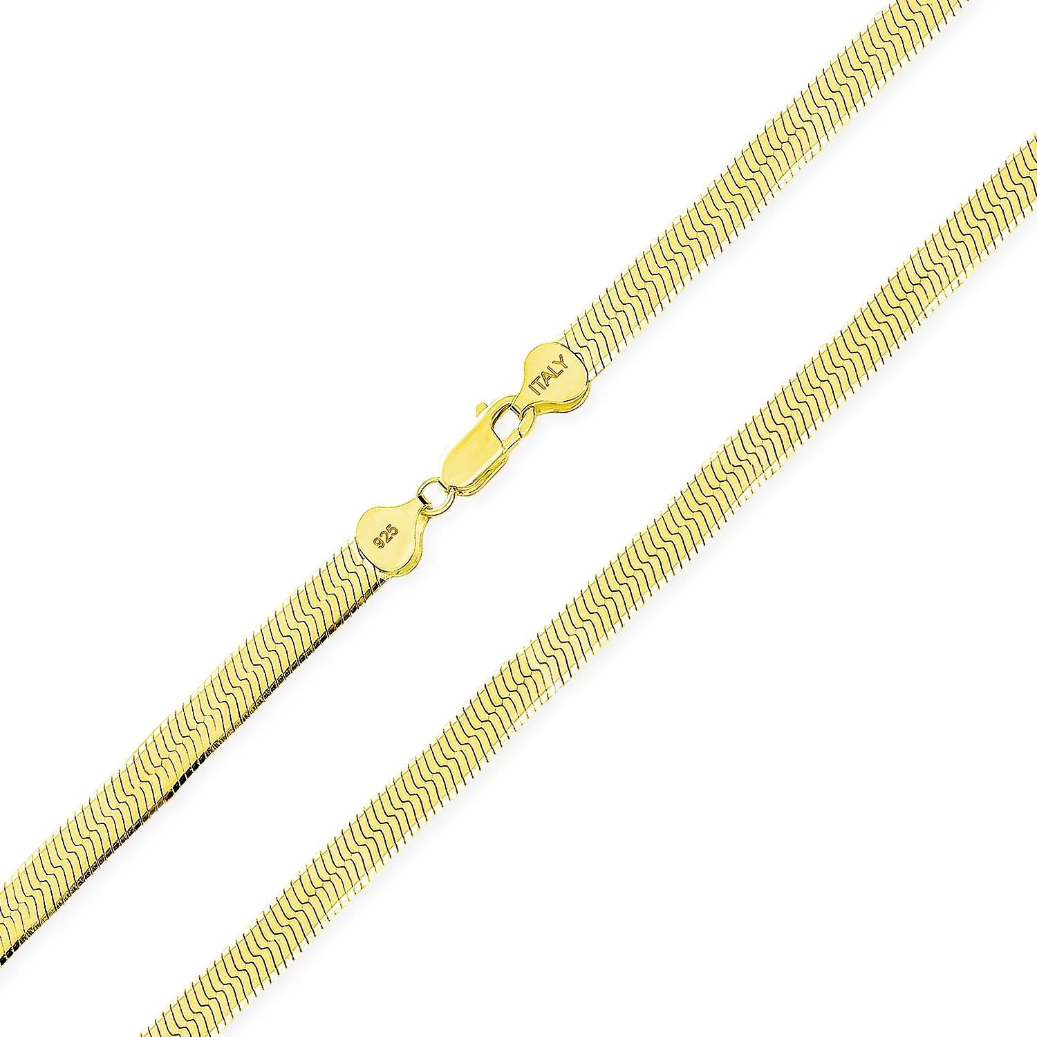 Flat Flexible 14k Gold Overlay Sterling Silver Chain Necklace Made Italy 16-24" - Image 4