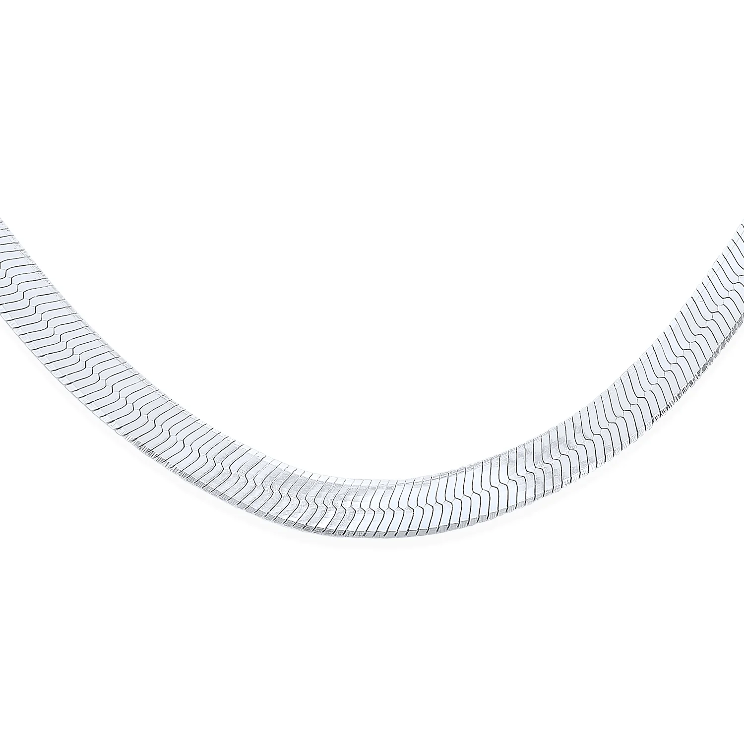 .925 Sterling Silver Flat Omega Herringbone Chain Choker Collar Necklace - Image 5