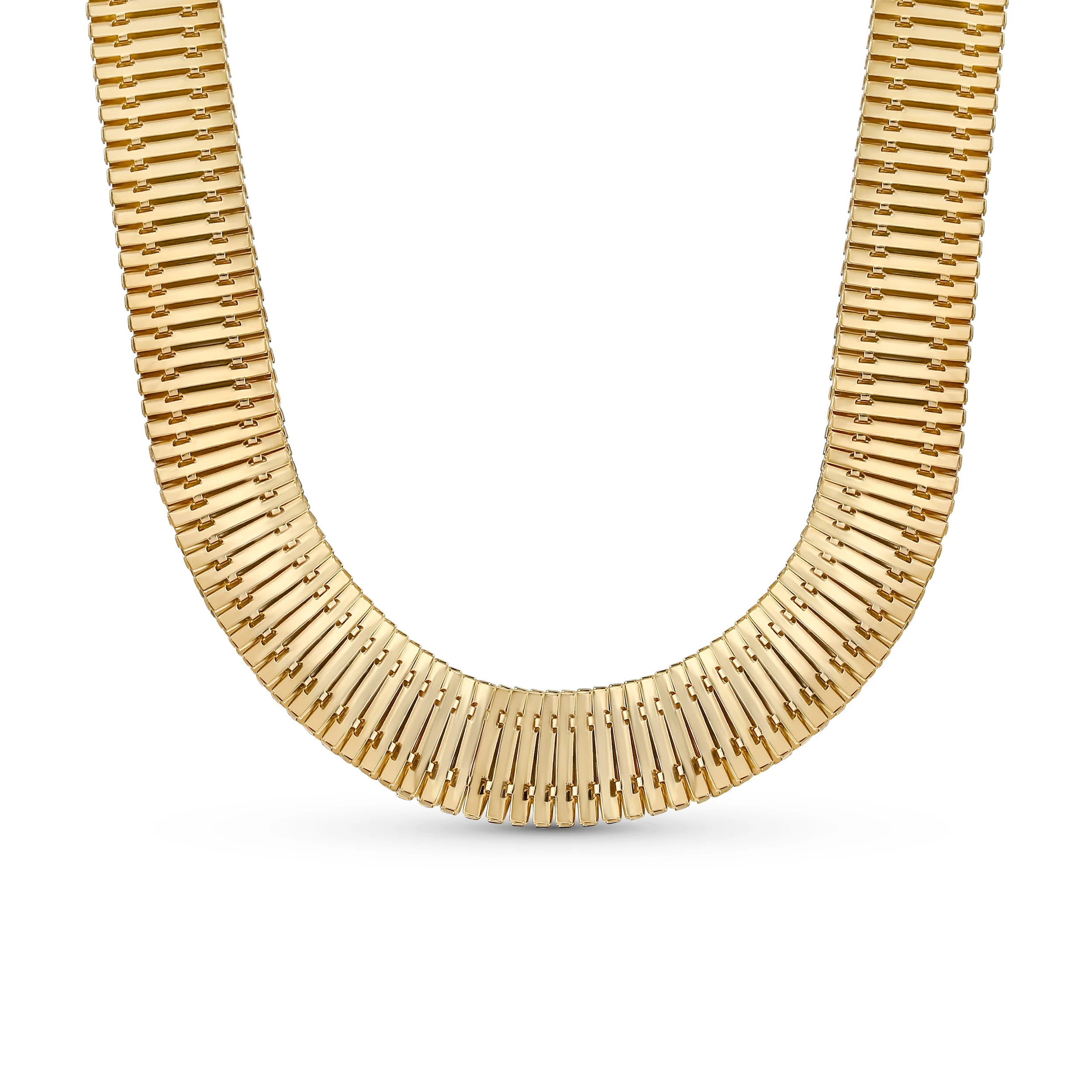 Flexible Contoured Fit Collar Gold Tone Herringbone Snake Chain Omega Choker Necklace 15" - Image 2