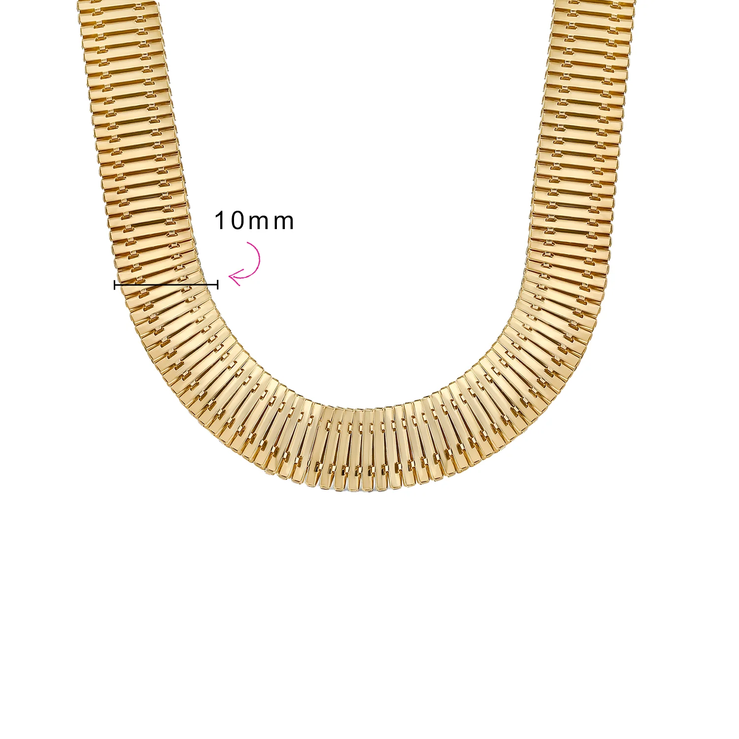 Flexible Contoured Fit Collar Gold Tone Herringbone Snake Chain Omega Choker Necklace 15" - Image 4
