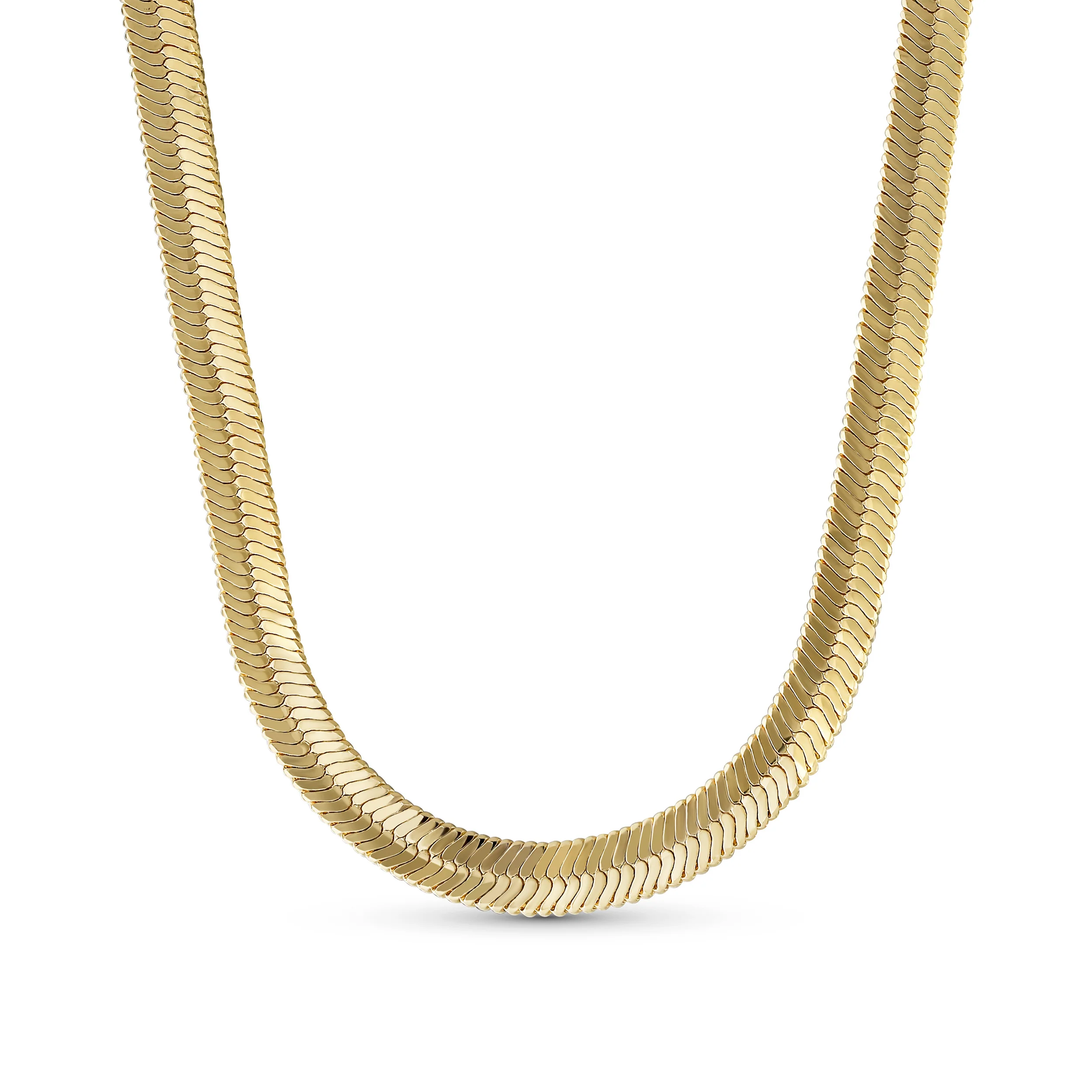 Gold Herringbone Collar Necklace 15 Inch Omega Choker 5MM - Image 2