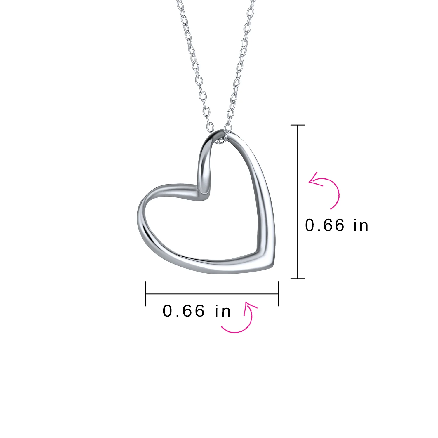 Floating Open Heart Pendant Necklace Sterling Silver Chain - Image 3
