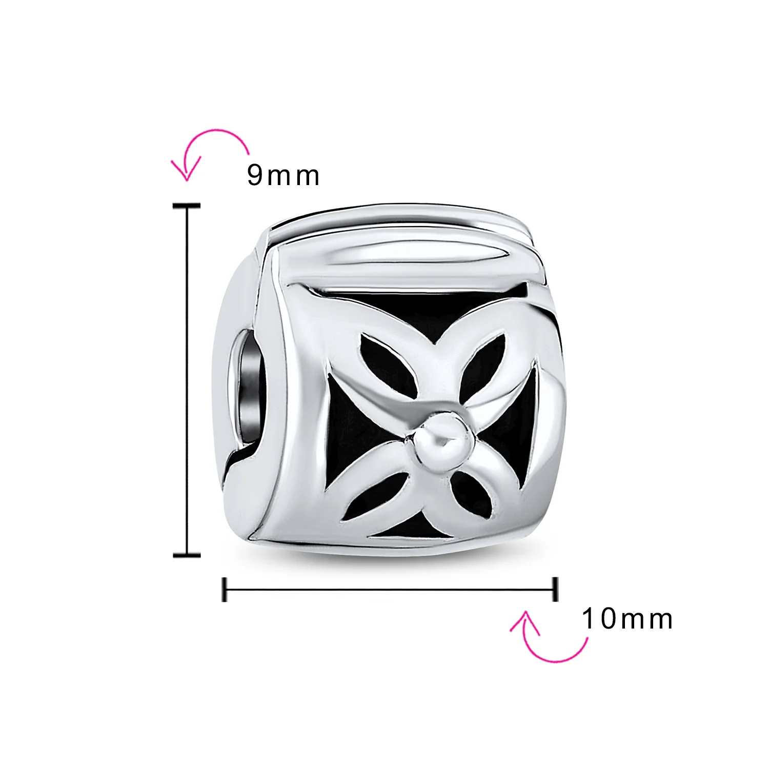 Set of 2 Floral Daisy Clasp Spacer Charm Oxidized Sterling Silver for European Bracelet - Image 4