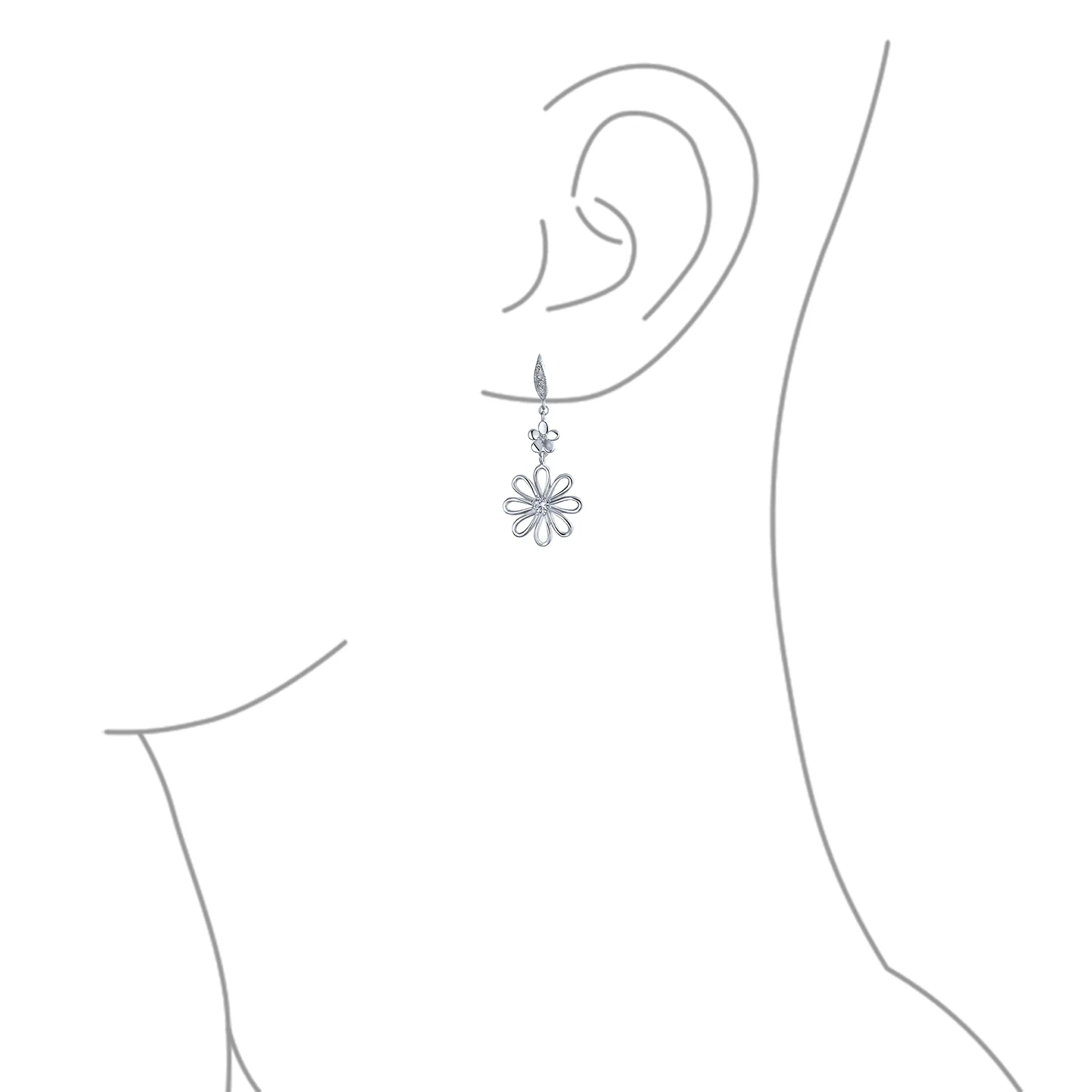 Floral Garden Wedding Canary Yellow CZ Daisy Dangle Chandelier Earrings Silver - Image 9