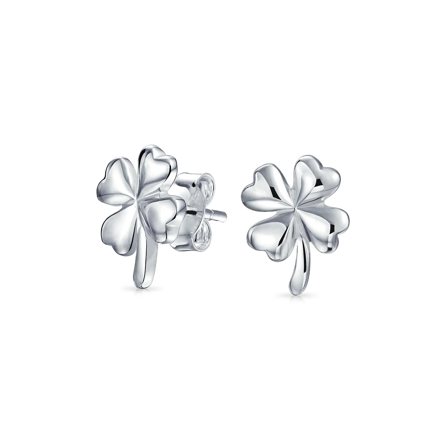 Lucky Charm Clover Pendant Stud Earrings Jewelry Set Gold Plated .925 Sterling Silver - Image 5