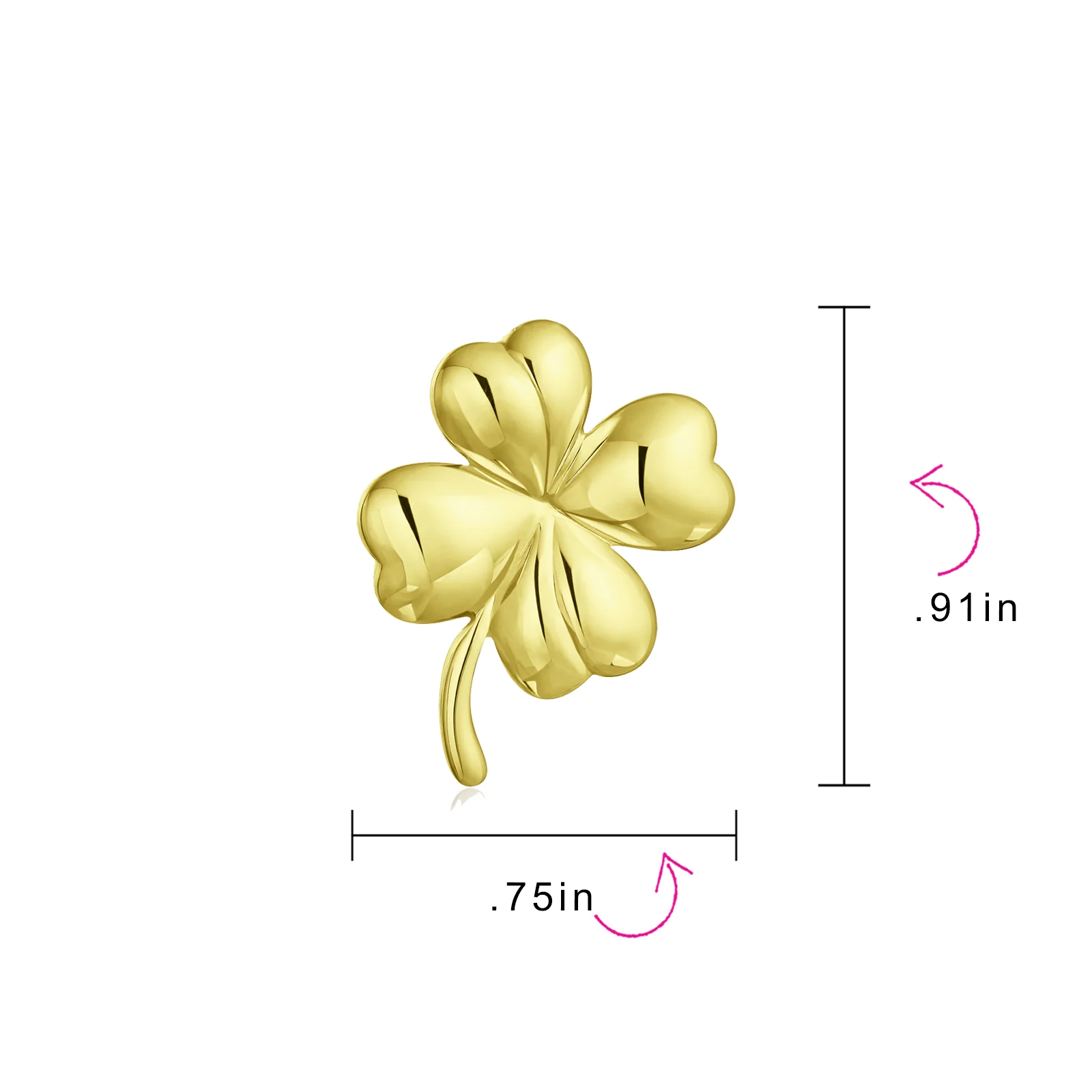 Lucky Charm Clover Pendant Stud Earrings Jewelry Set Gold Plated .925 Sterling Silver - Image 9