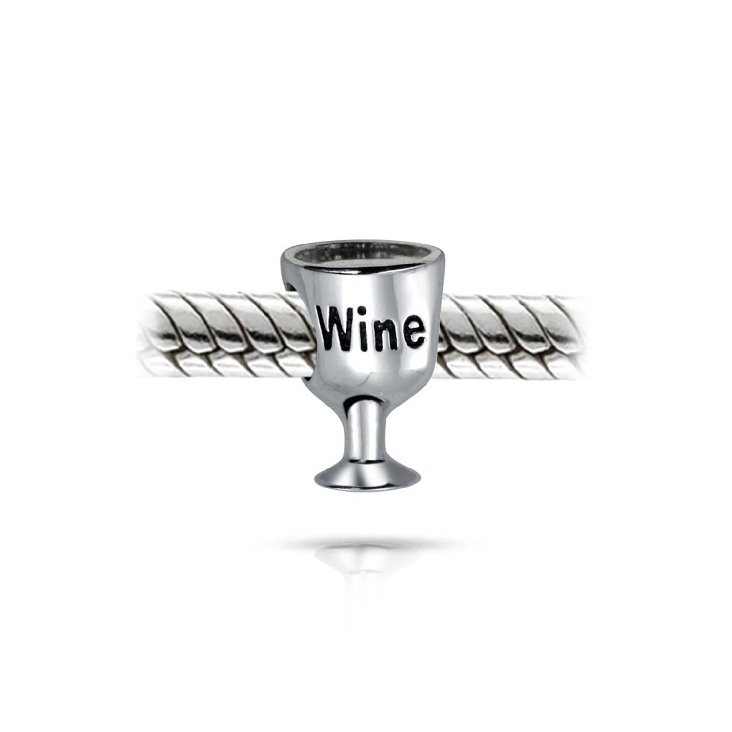 Foodie Wine Glass Charm Bead Sterling Silver for European Bracelet - Image 2