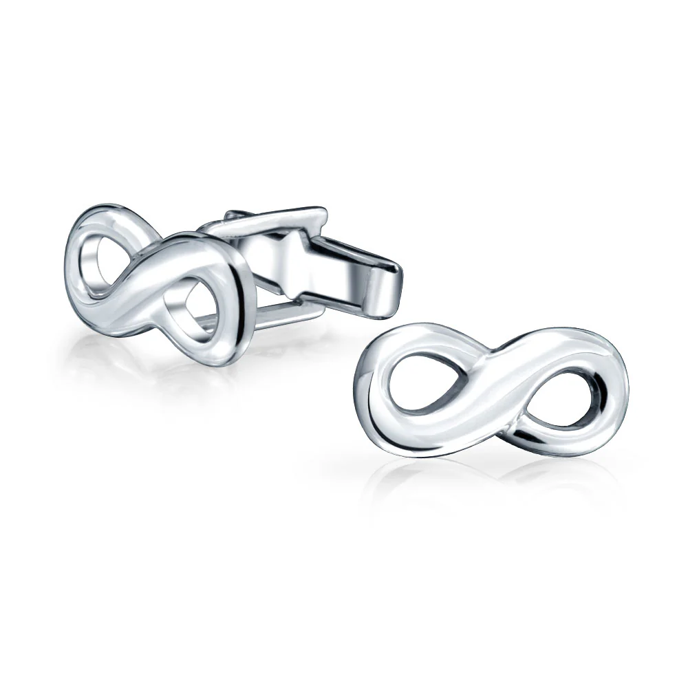 Forever Love Infinity Shirt Cufflink for Men - Sterling Silver Wedding Gift