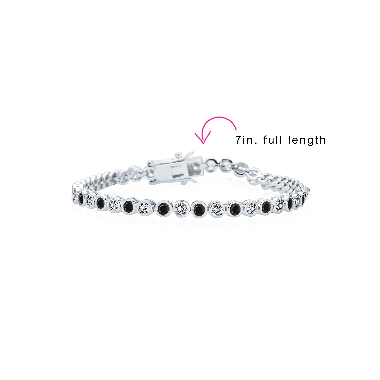 Formal Holiday Bridal 10CT Black White CZ Bezel Tennis Bracelet 14K Gold Plated - Image 10