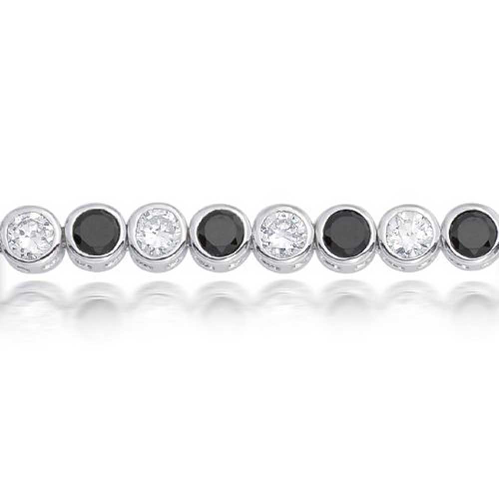 Formal Holiday Bridal 10CT Black White CZ Bezel Tennis Bracelet 14K Gold Plated - Image 7