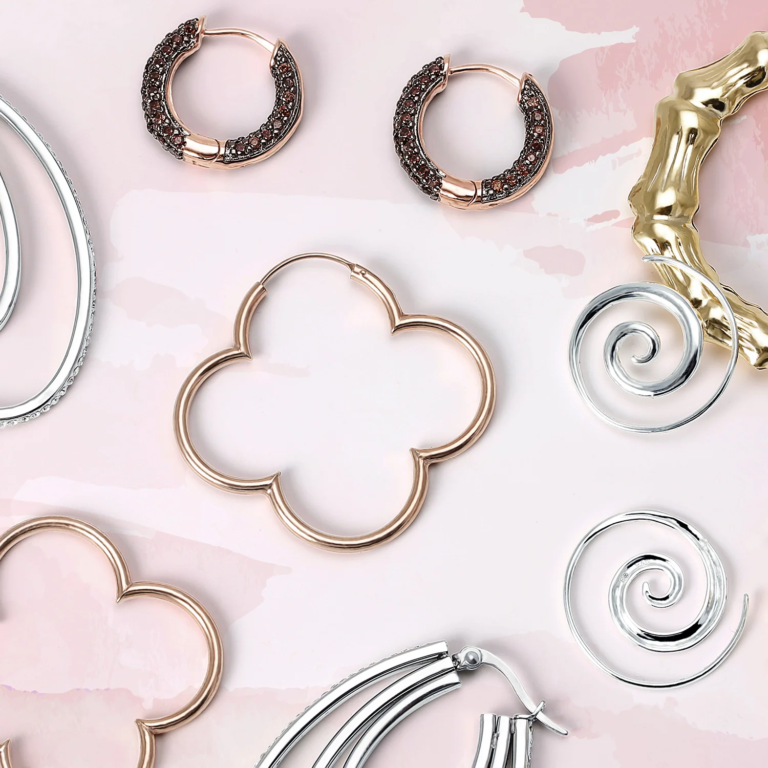 Pave CZ Inside Out Small Tube Hoop Earrings Rose Gold Plated 0.75 Inch - Image 7