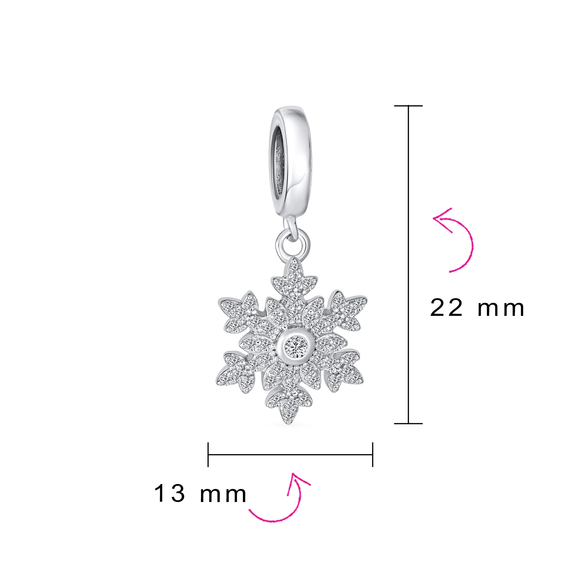 Frozen CZ Christmas Charm Bead Sparkling Snowflake for European Bracelets - Image 4