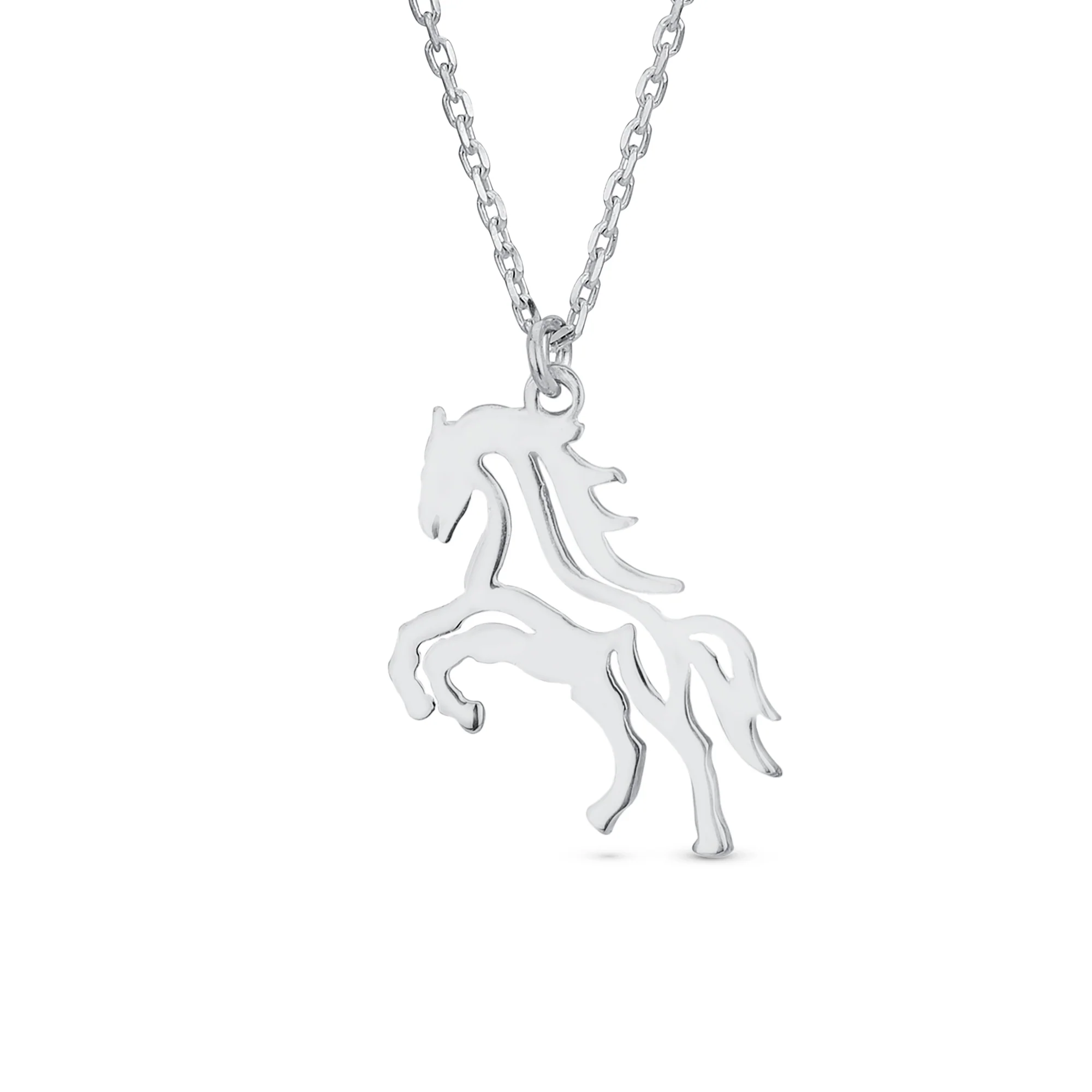 Equestrian Galloping Thoroughbred Horse Pendant Necklace .925 Sterling Silver - Image 2