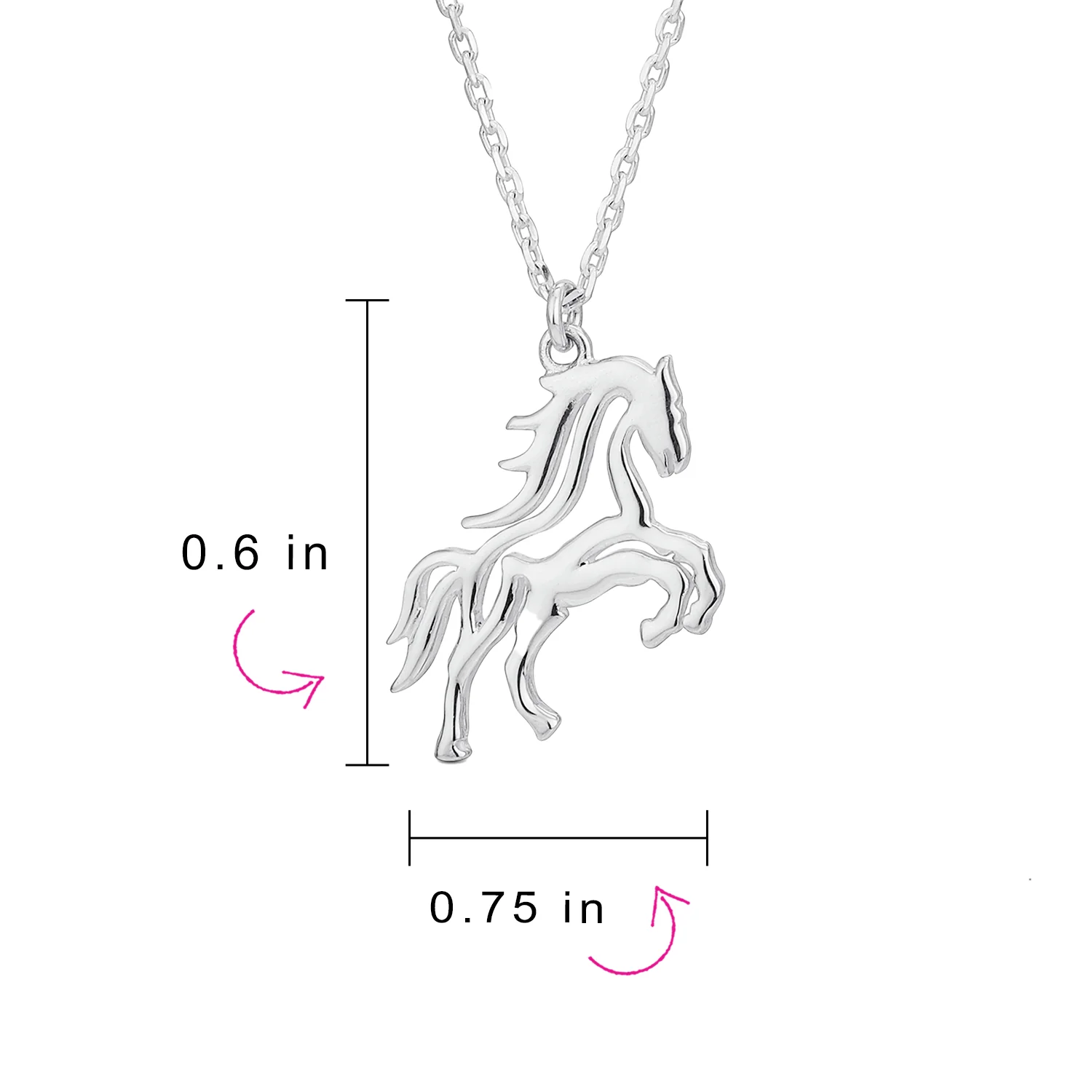 Equestrian Galloping Thoroughbred Horse Pendant Necklace .925 Sterling Silver - Image 4