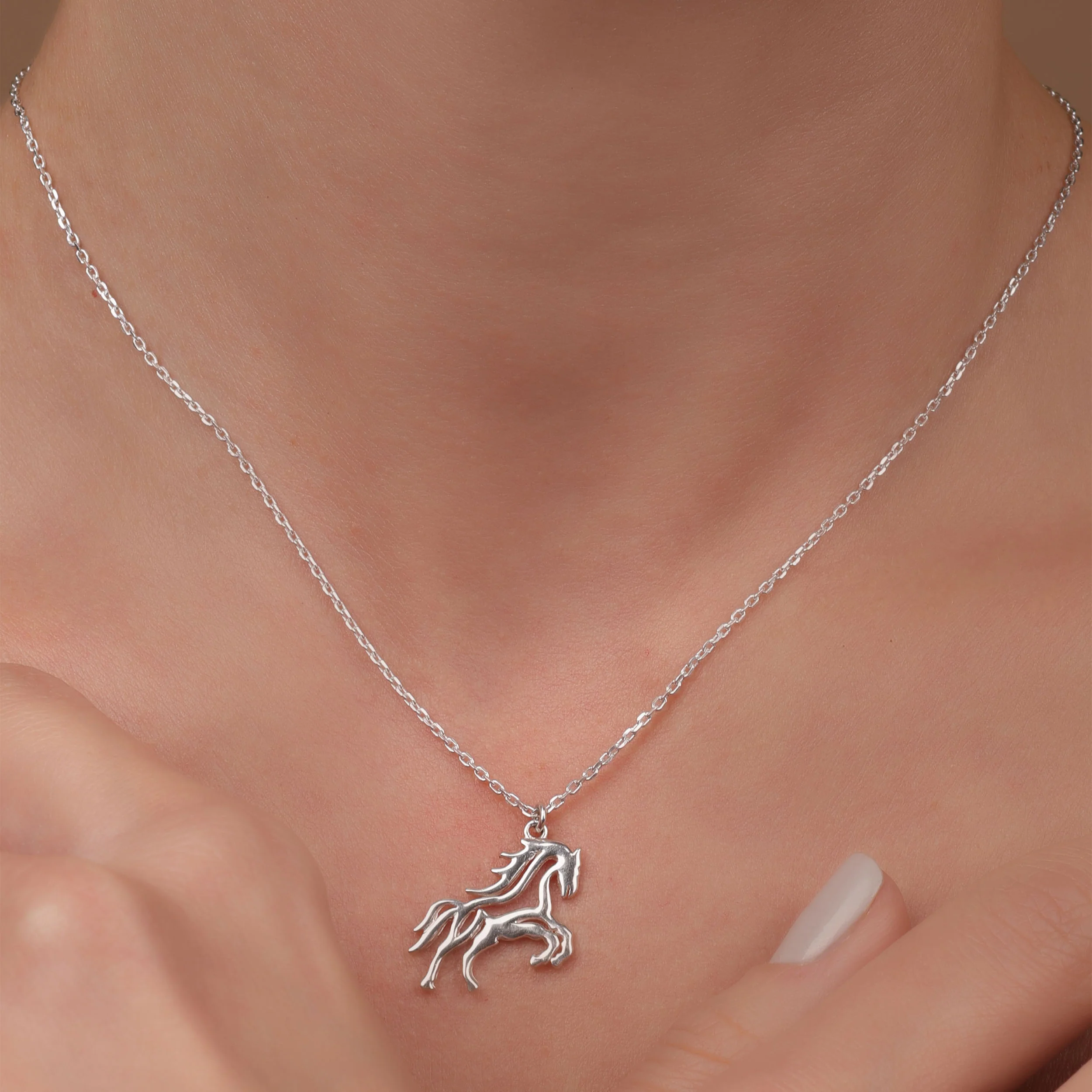 Equestrian Galloping Thoroughbred Horse Pendant Necklace .925 Sterling Silver - Image 5