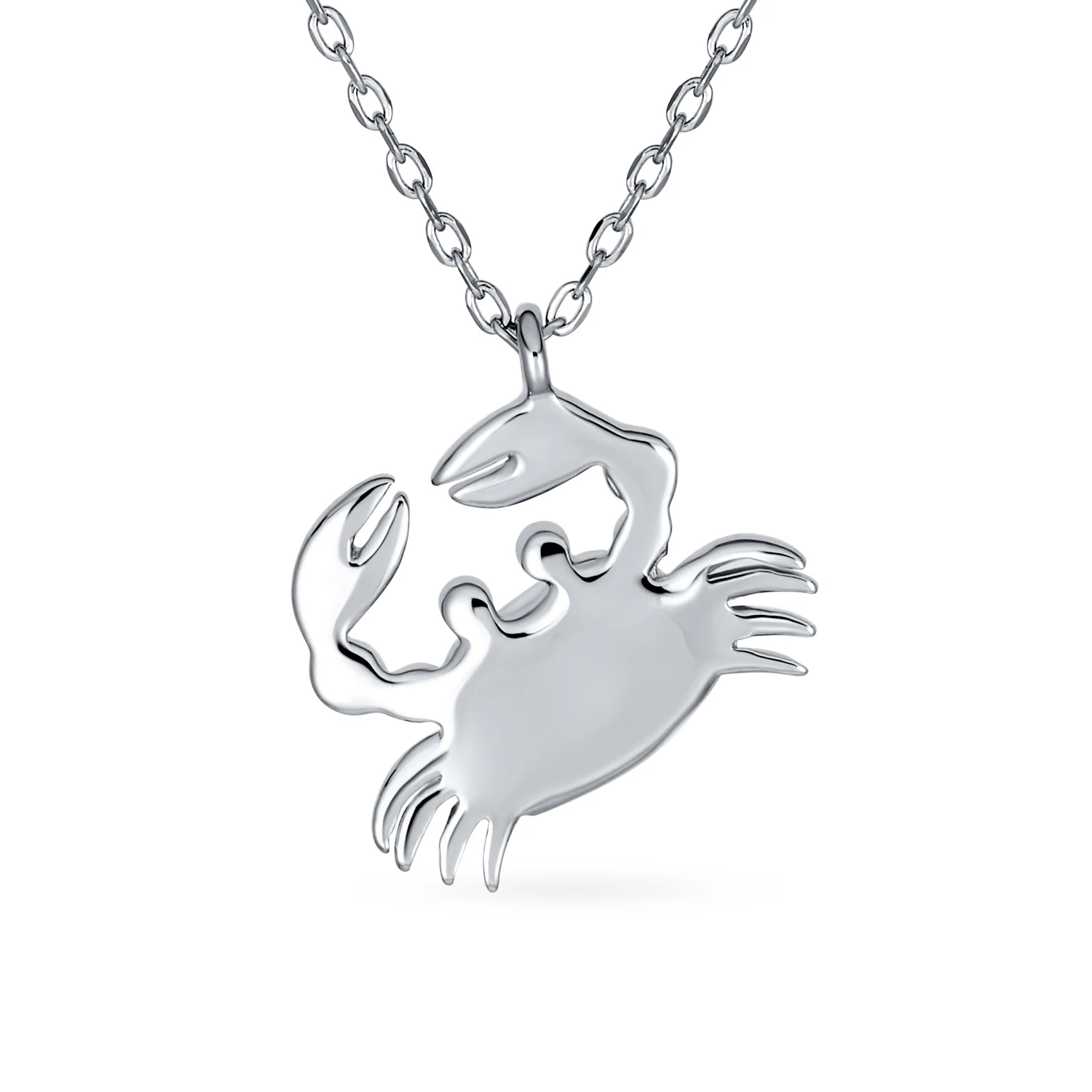 Tropical Nautical White Created Opal Sand Crab Pendant Necklace .925 Sterling Silver - Image 5