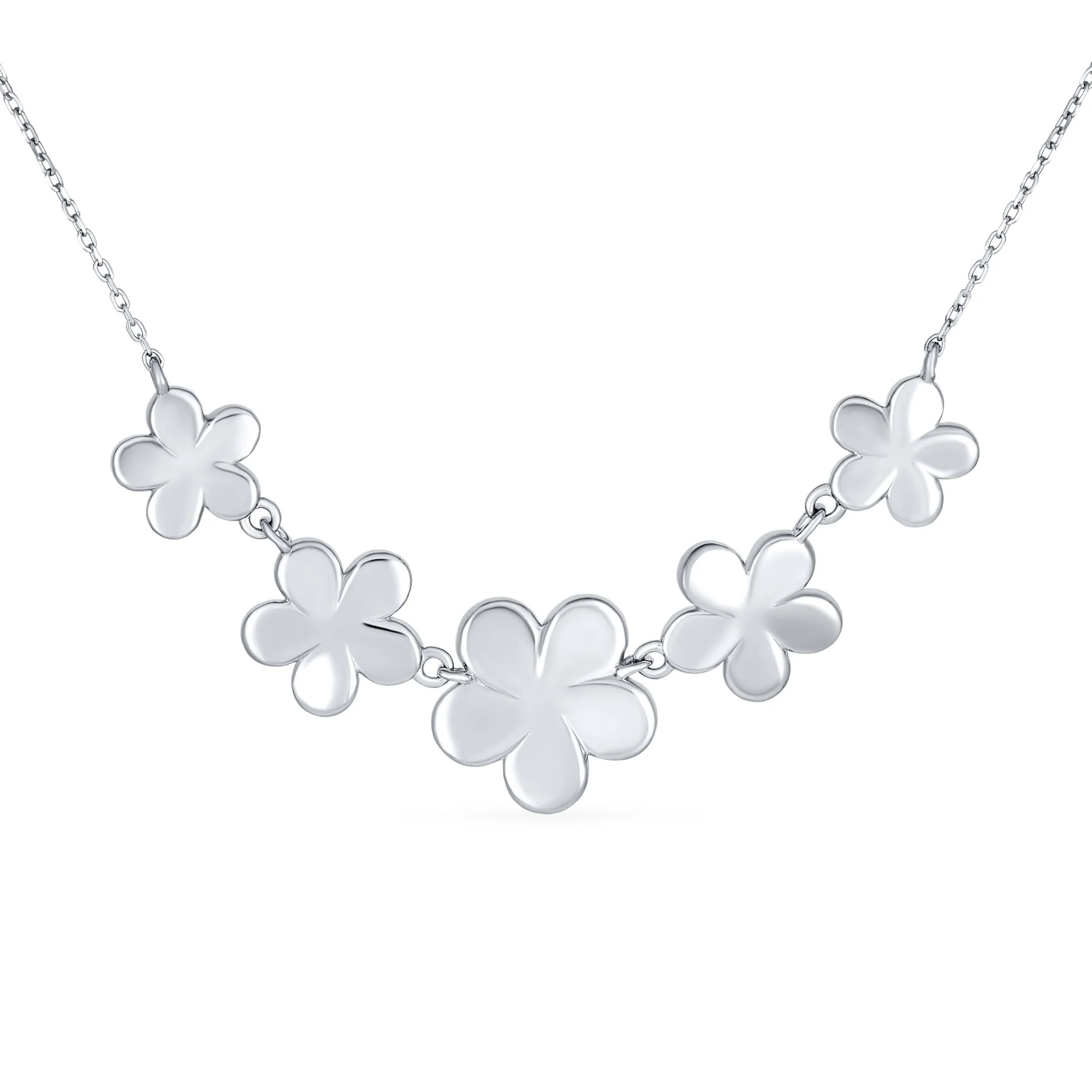 Statement Created Blue Opal Plumeria Hawaiian Flower Collar Necklace .925 Sterling Silver - Image 2