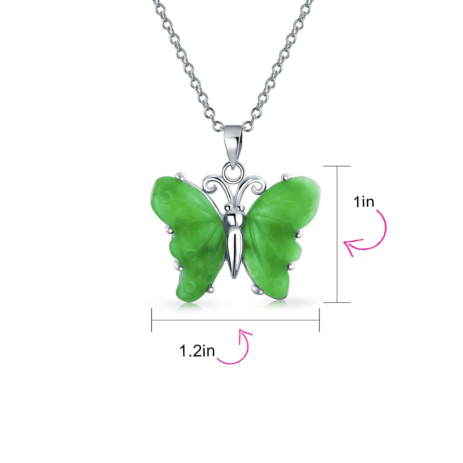 Pink Rose Quartz Garden Butterfly Pendant Necklace .925 Sterling Silver - Image 7