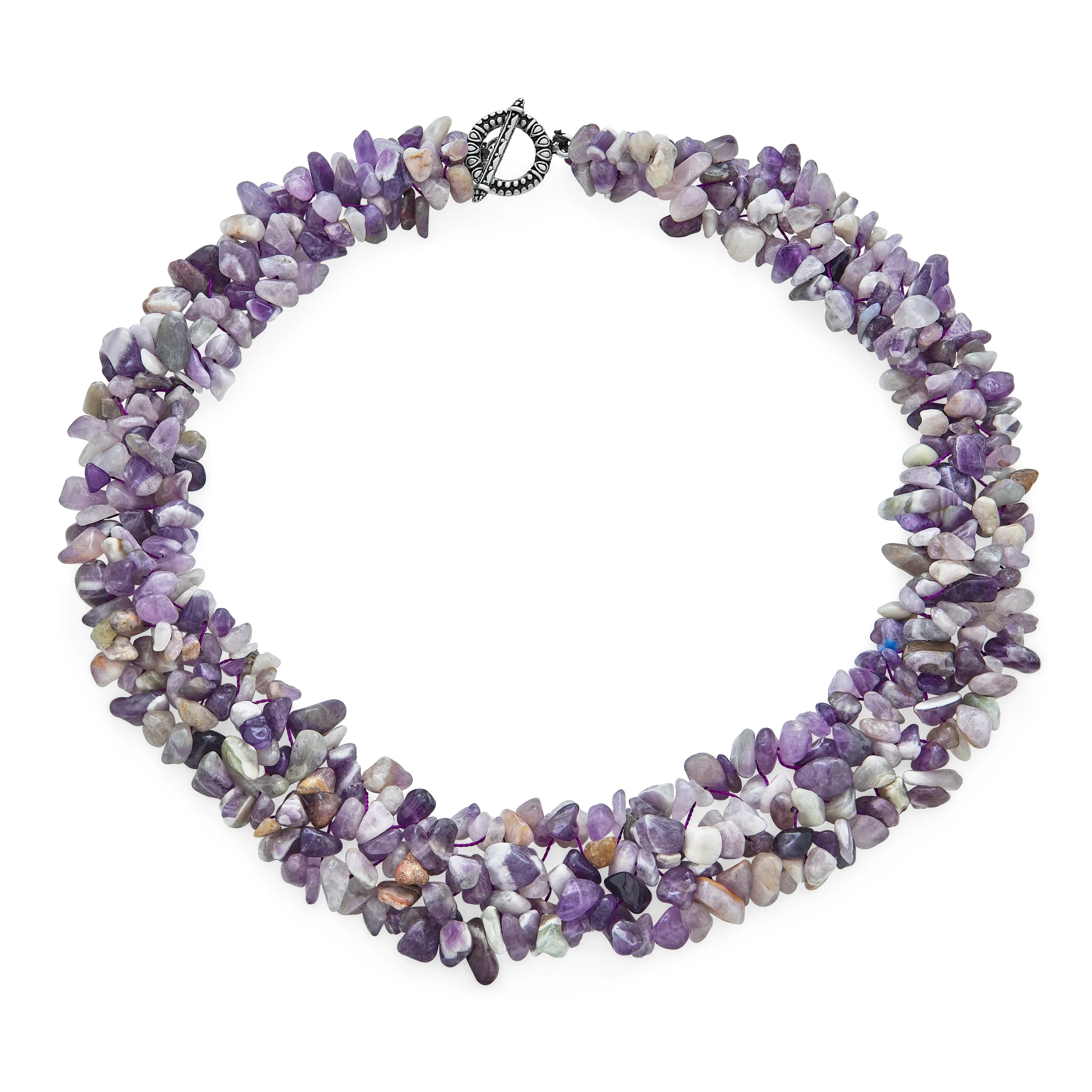 Large Gemstone Cluster Multi Strand Bib Collar Necklace & Stretch Bracelet Set - Image 11