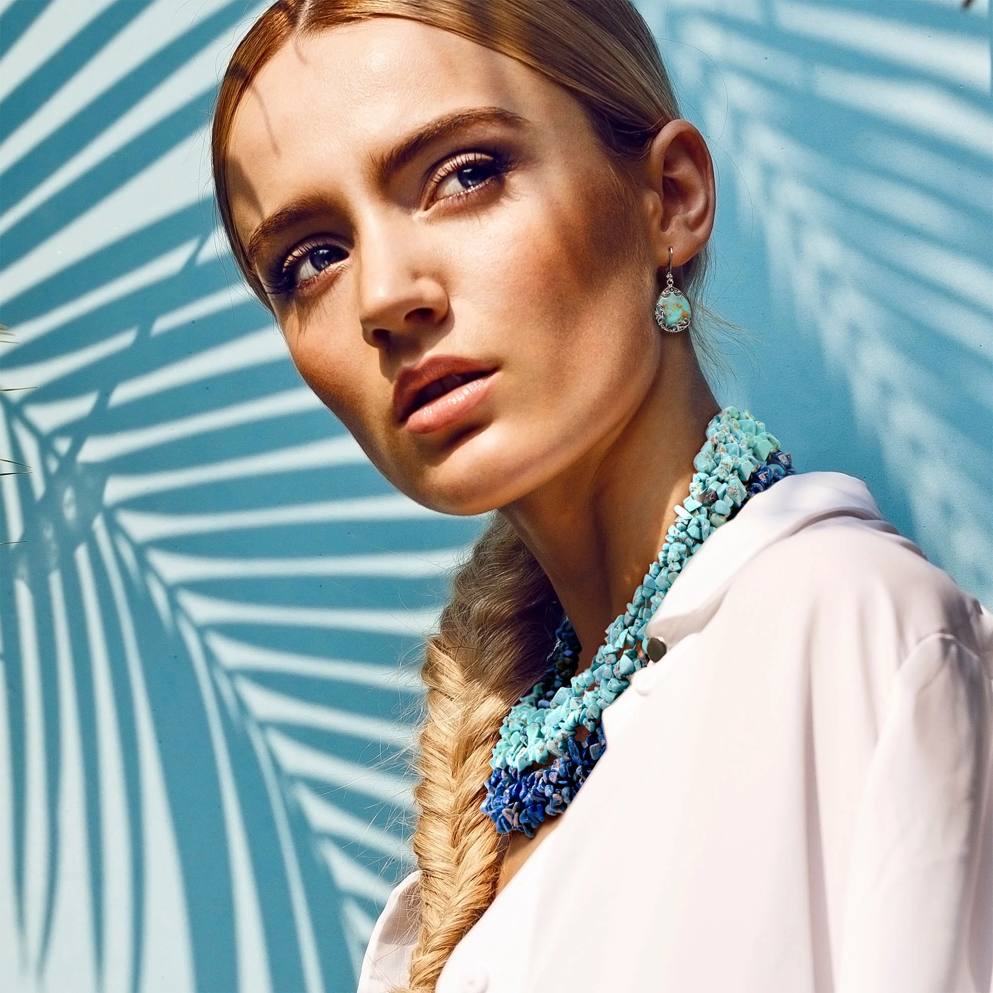 Large Gemstone Cluster Multi Strand Bib Collar Necklace & Stretch Bracelet Set - Image 22