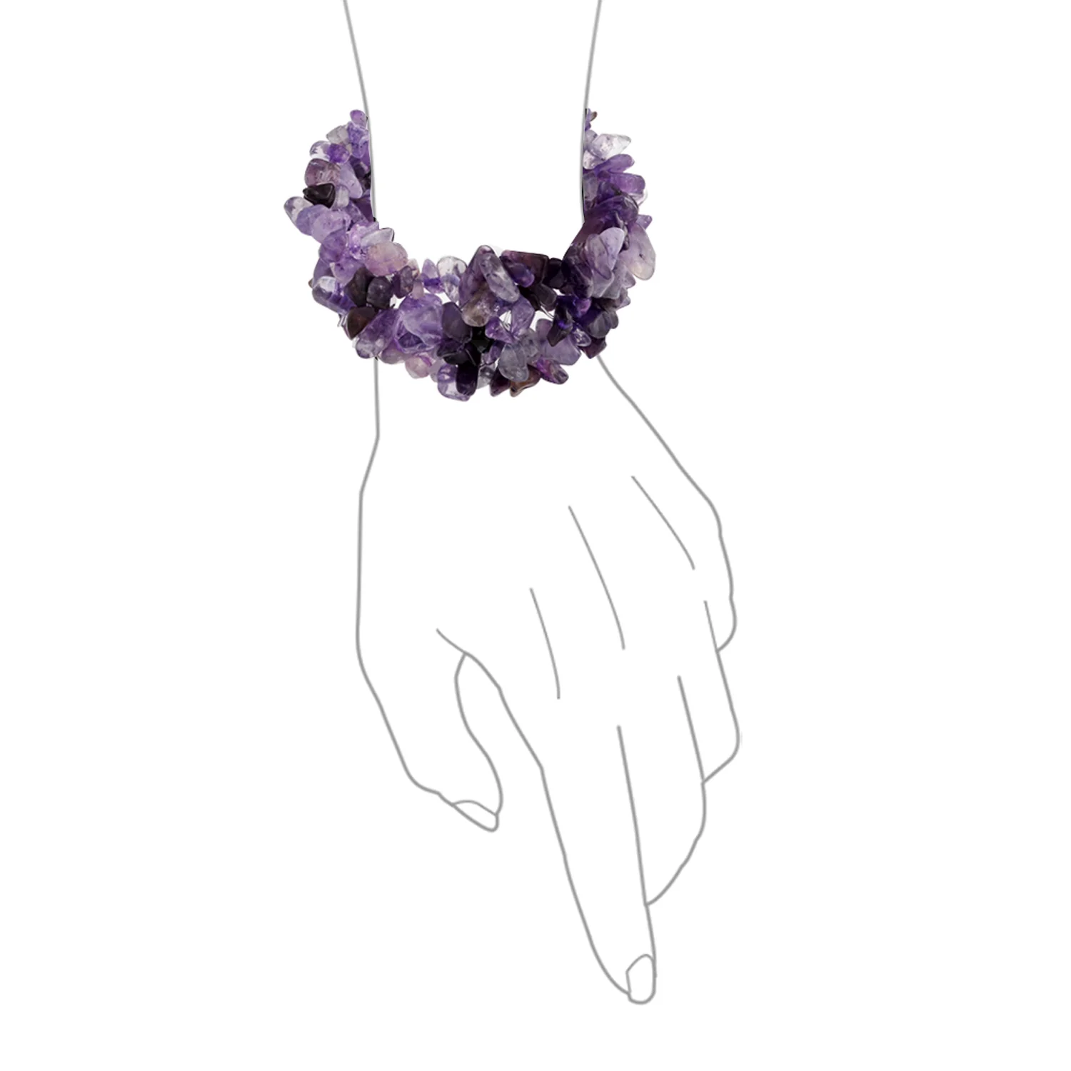 Large Gemstone Cluster Multi Strand Bib Collar Necklace & Stretch Bracelet Set - Image 23