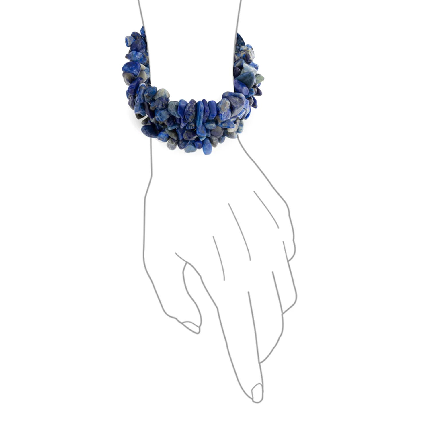 Large Gemstone Cluster Multi Strand Bib Collar Necklace & Stretch Bracelet Set - Image 25