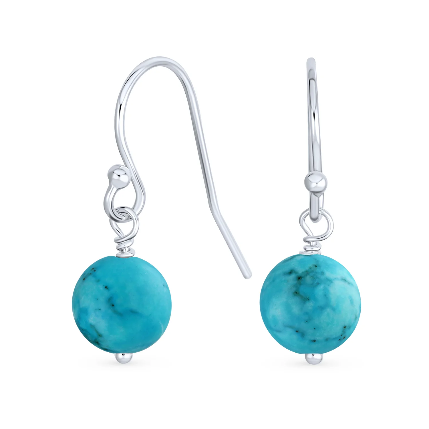 Simple Gemstone 8MM Bead Drop Ball Earrings Sterling Silver Birthstones Colors - Image 12