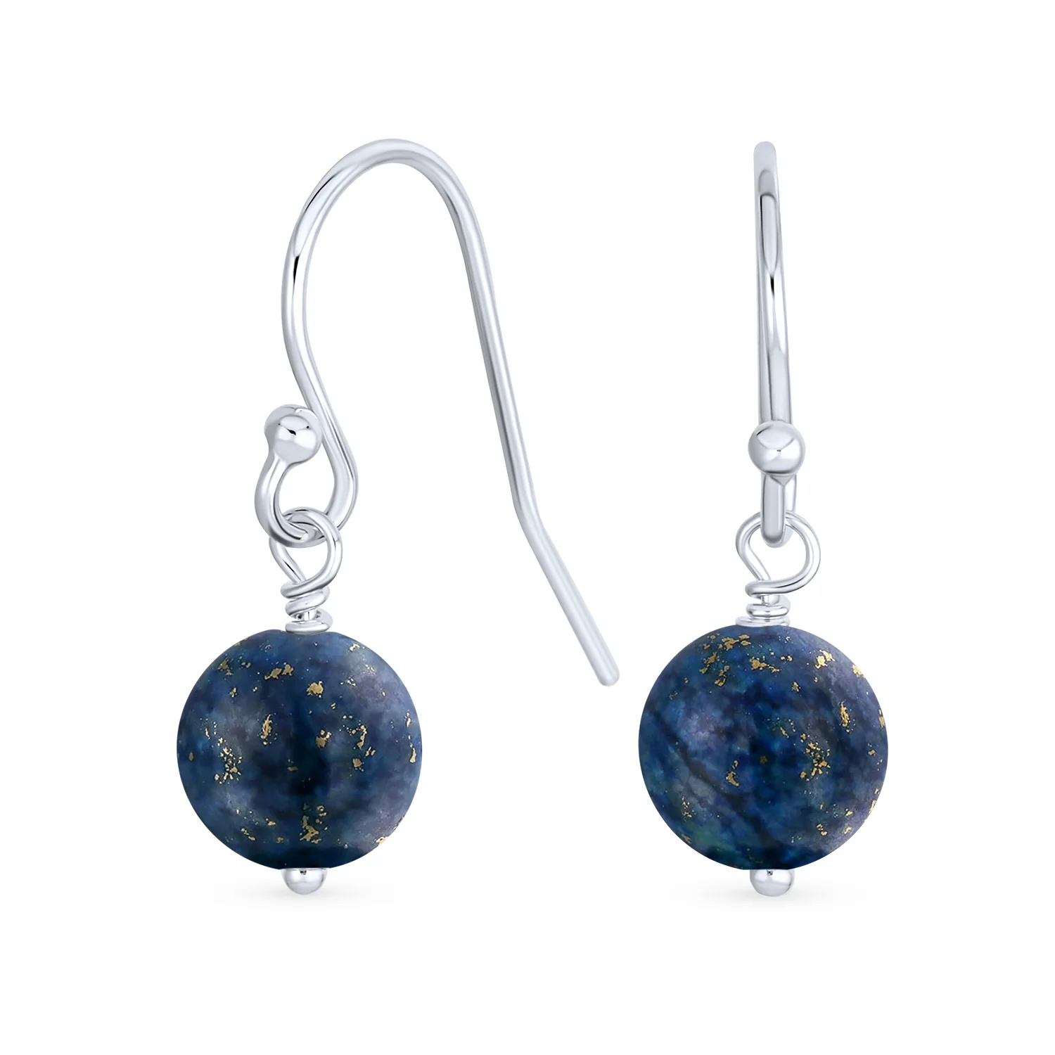 Simple Gemstone 8MM Bead Drop Ball Earrings Sterling Silver Birthstones Colors - Image 14