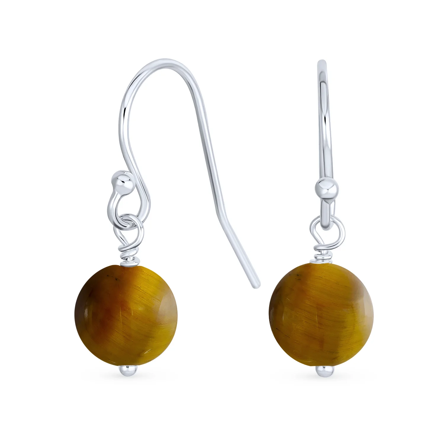 Simple Gemstone 8MM Bead Drop Ball Earrings Sterling Silver Birthstones Colors - Image 16