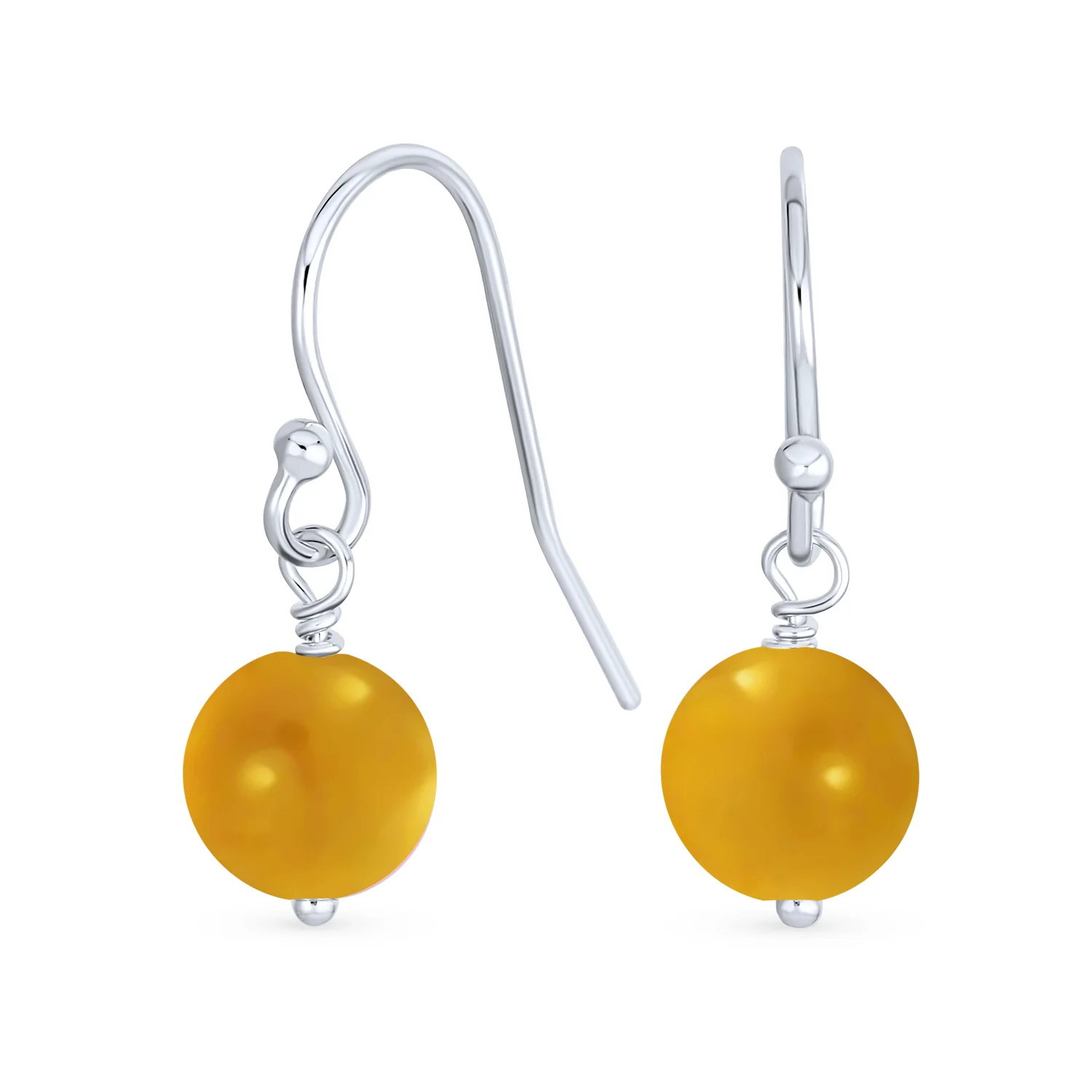 Simple Gemstone 8MM Bead Drop Ball Earrings Sterling Silver Birthstones Colors - Image 17