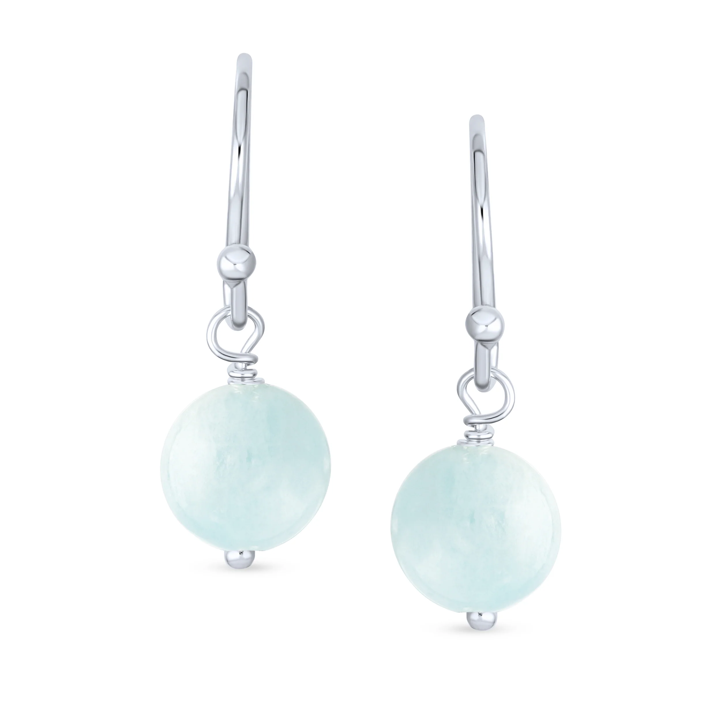Simple Gemstone 8MM Bead Drop Ball Earrings Sterling Silver Birthstones Colors - Image 20