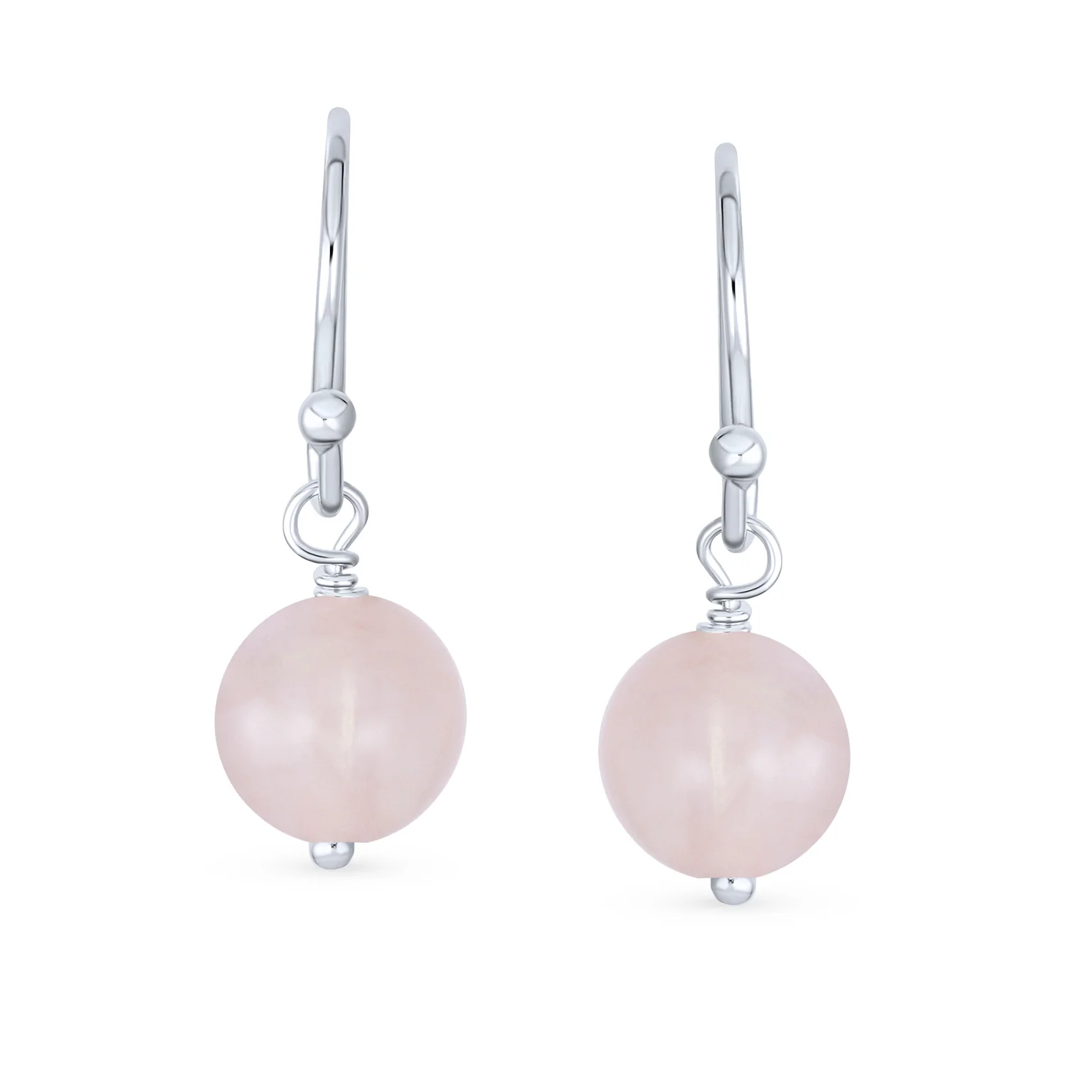 Simple Gemstone 8MM Bead Drop Ball Earrings Sterling Silver Birthstones Colors - Image 22