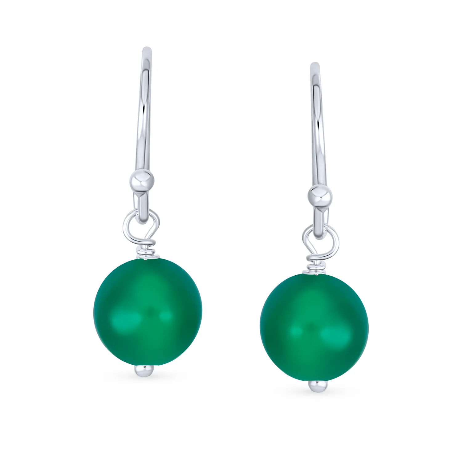 Simple Gemstone 8MM Bead Drop Ball Earrings Sterling Silver Birthstones Colors - Image 23
