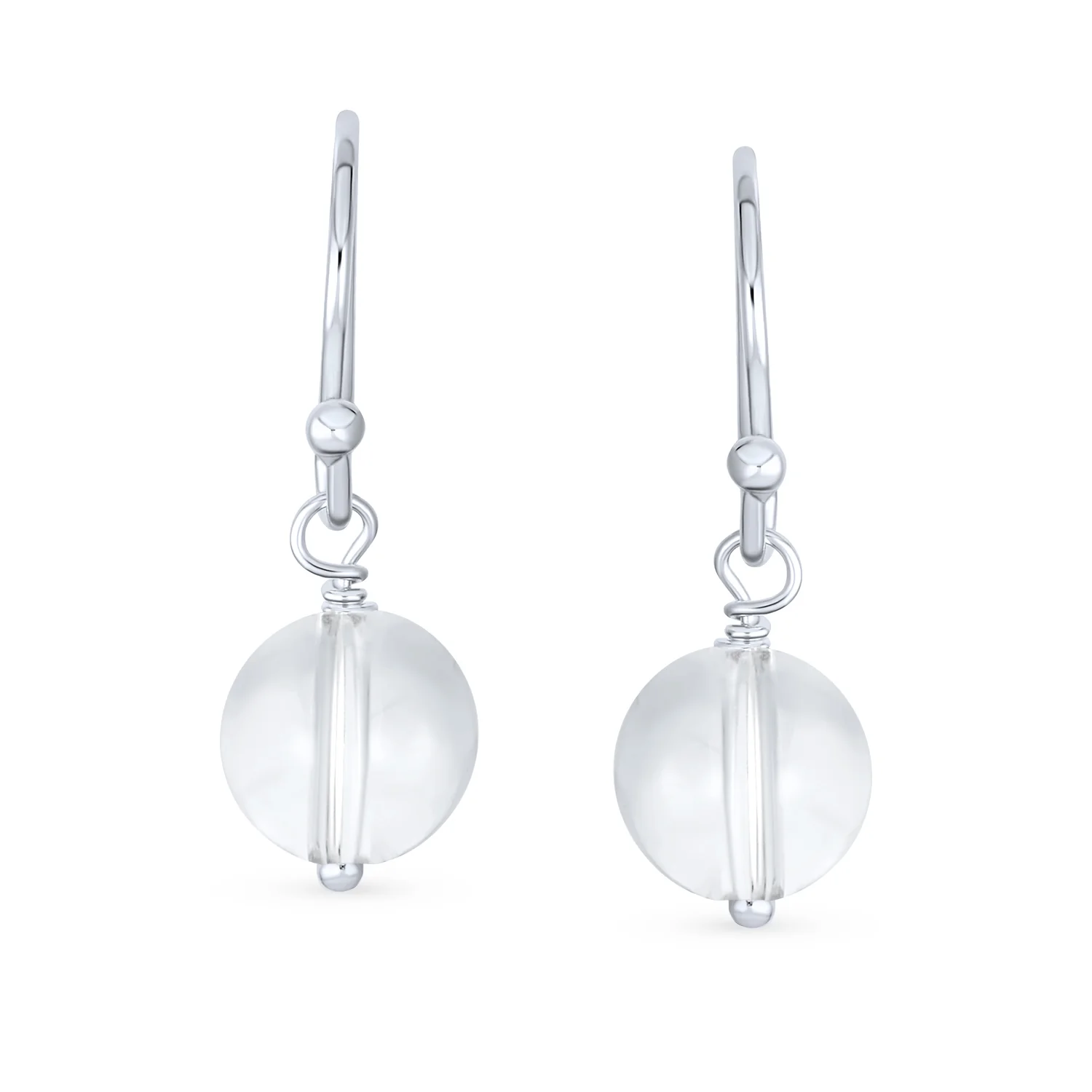 Simple Gemstone 8MM Bead Drop Ball Earrings Sterling Silver Birthstones Colors - Image 24