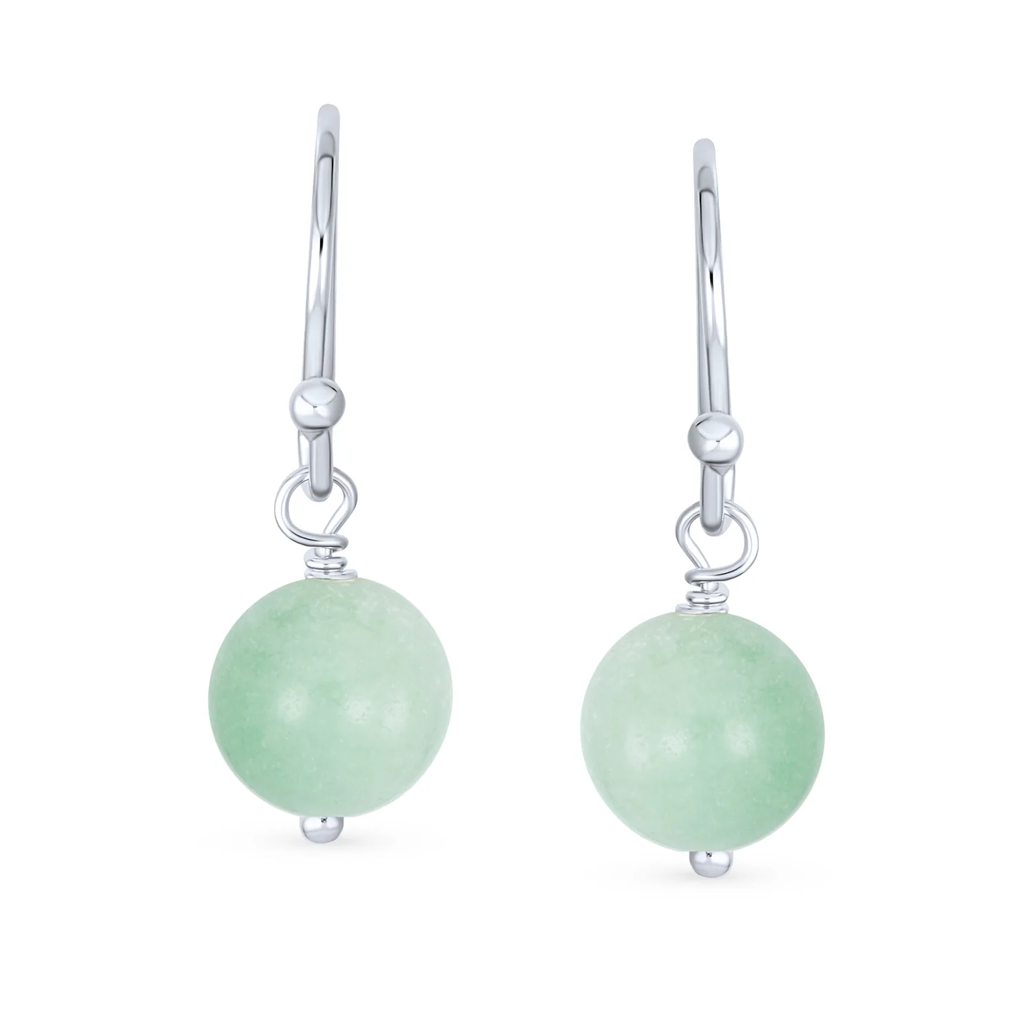 Simple Gemstone 8MM Bead Drop Ball Earrings Sterling Silver Birthstones Colors - Image 25
