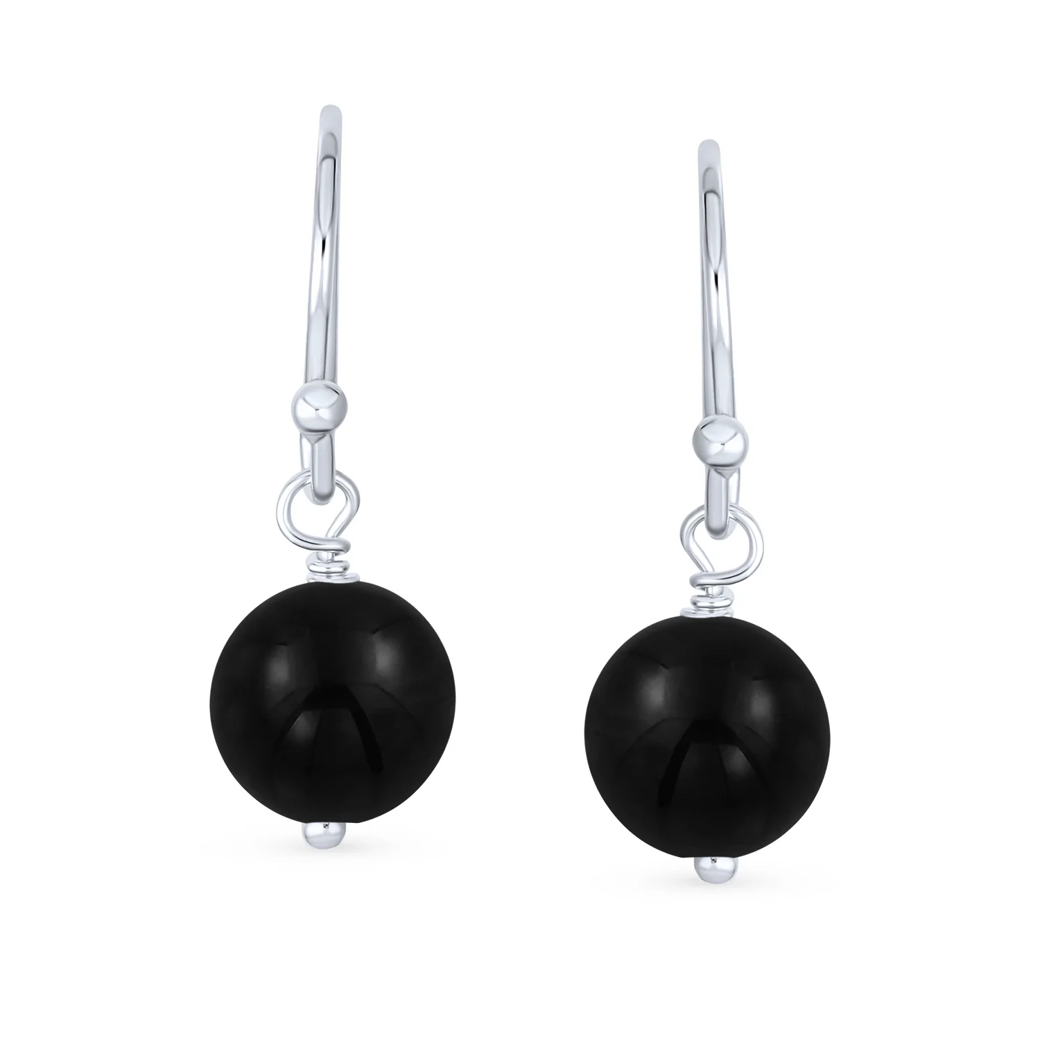 Simple Gemstone 8MM Bead Drop Ball Earrings Sterling Silver Birthstones Colors - Image 27